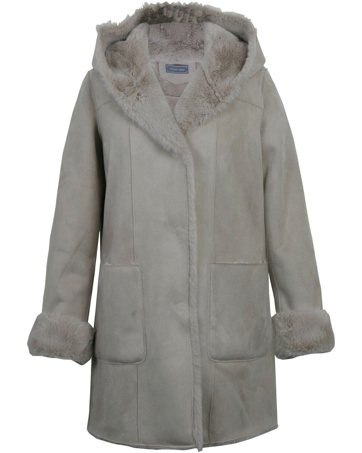 White Label Wintermantel Fake-Fur-Mantel mit Kapuze