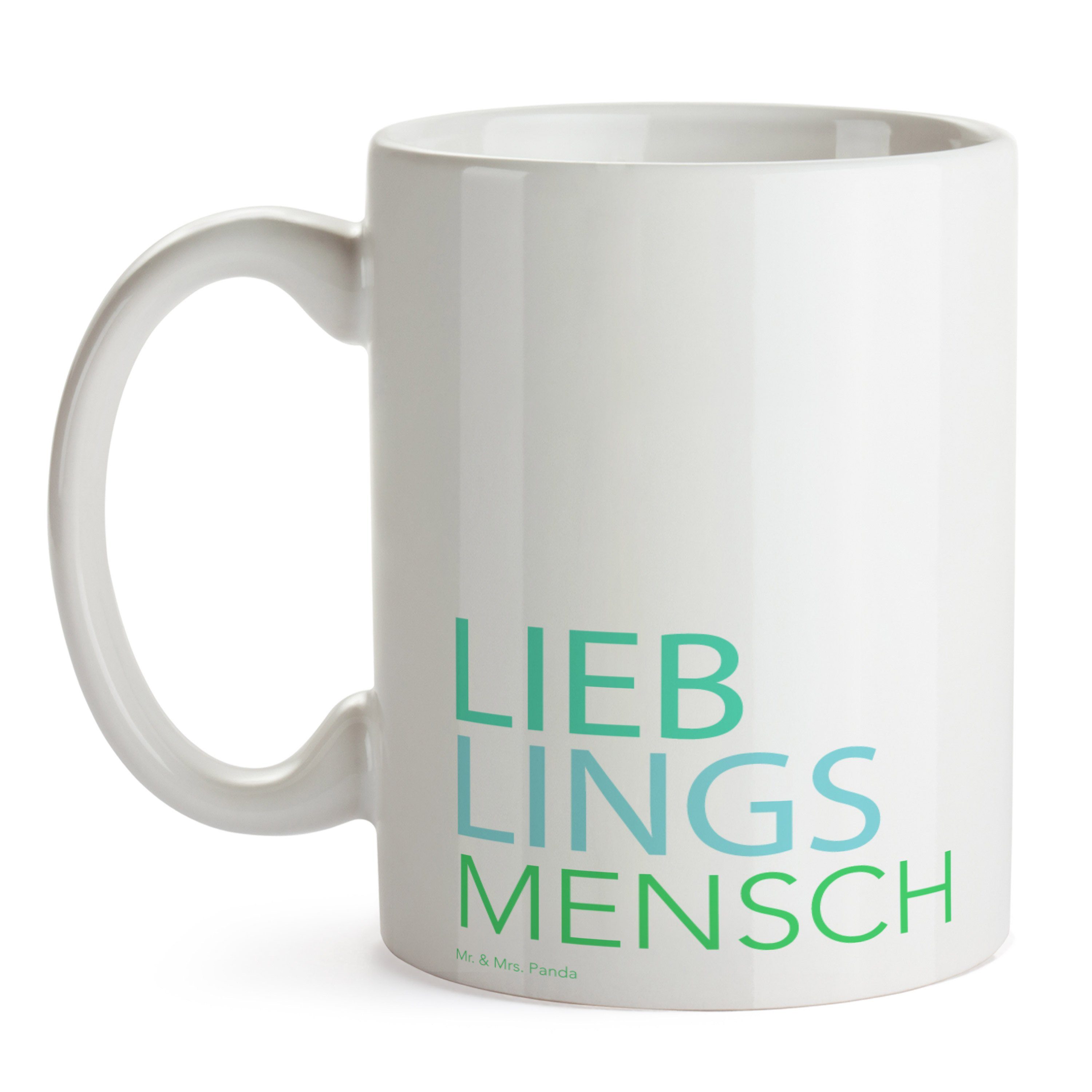 Lieblings - Panda Weiß & Mensch, Keramik Teetasse, Mrs. Mr. Spruch, Mensch Geschenk, Liebe, Tasse -