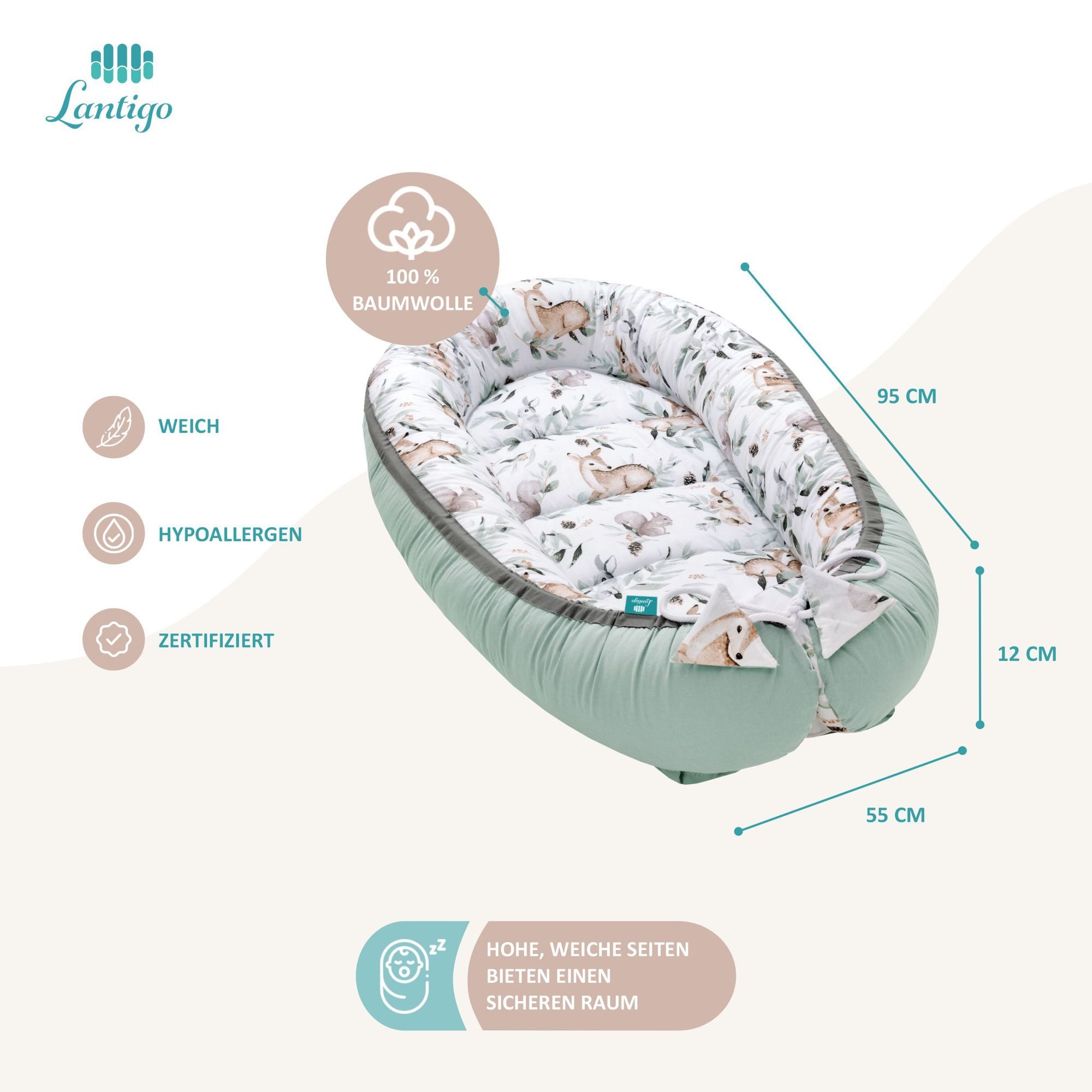 Lantigo Bettnestchen Nest Set für Neugeborene, Babynest Baby Nestchen Ersta günstig online kaufen