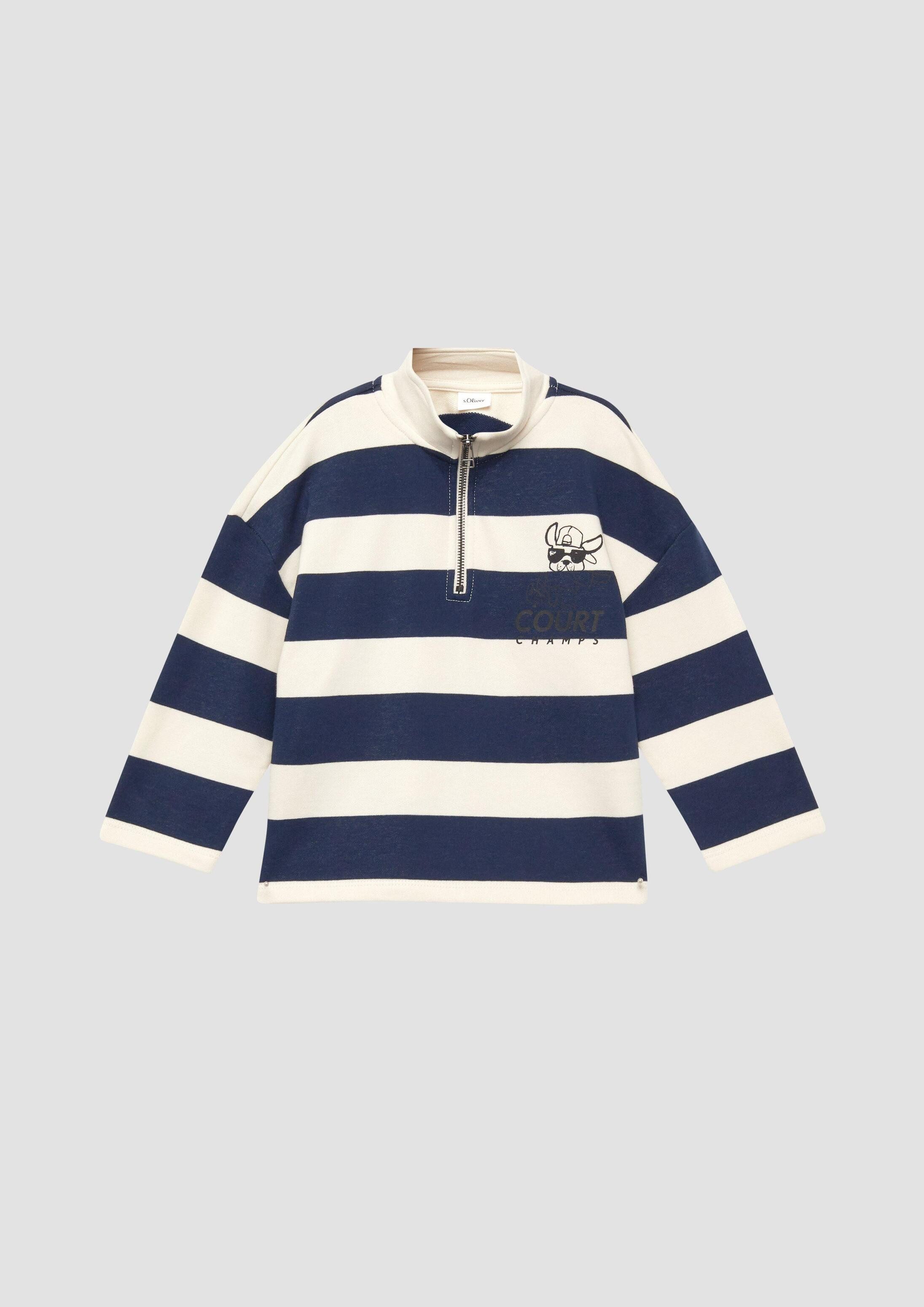 s.Oliver Sweatshirt Sweatshirt Oversize-Sweatshirt mit Print und Stehkragen