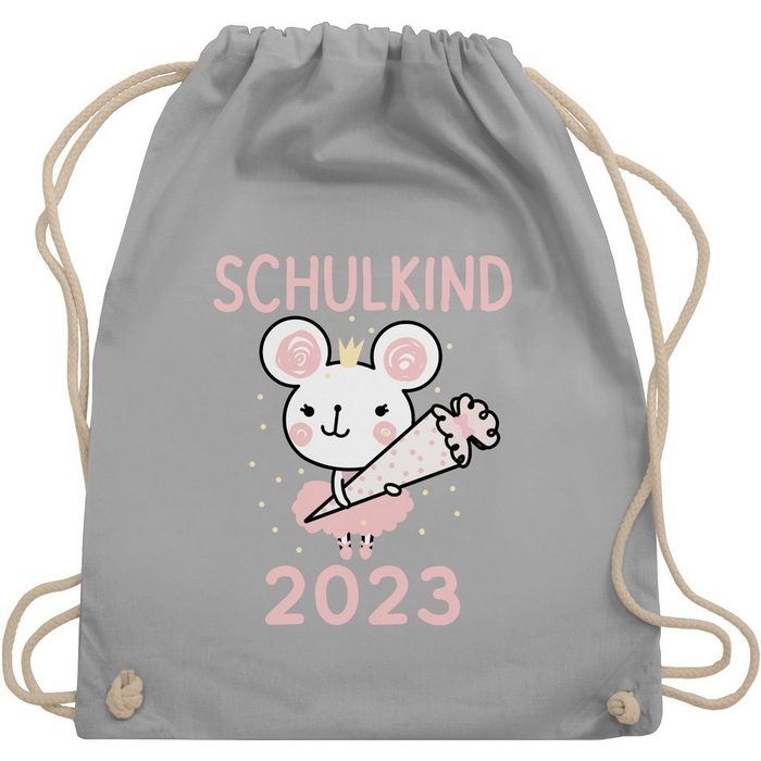 Shirtracer Turnbeutel Maus mit Schultüte Schulkind 2023 Schulanfang & Einschulung Geschenk Turnbeutel