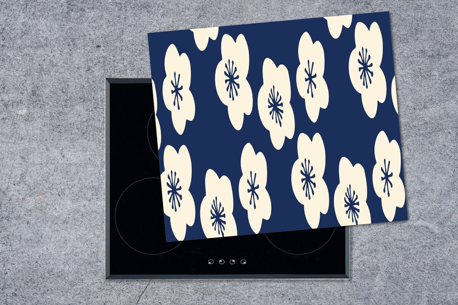 (1 tlg), Arbeitsfläche 60x52 Mobile Japan, Ceranfeldabdeckung Sakura cm, - Weiß nutzbar, - MuchoWow - Muster Vinyl, Herdblende-/Abdeckplatte
