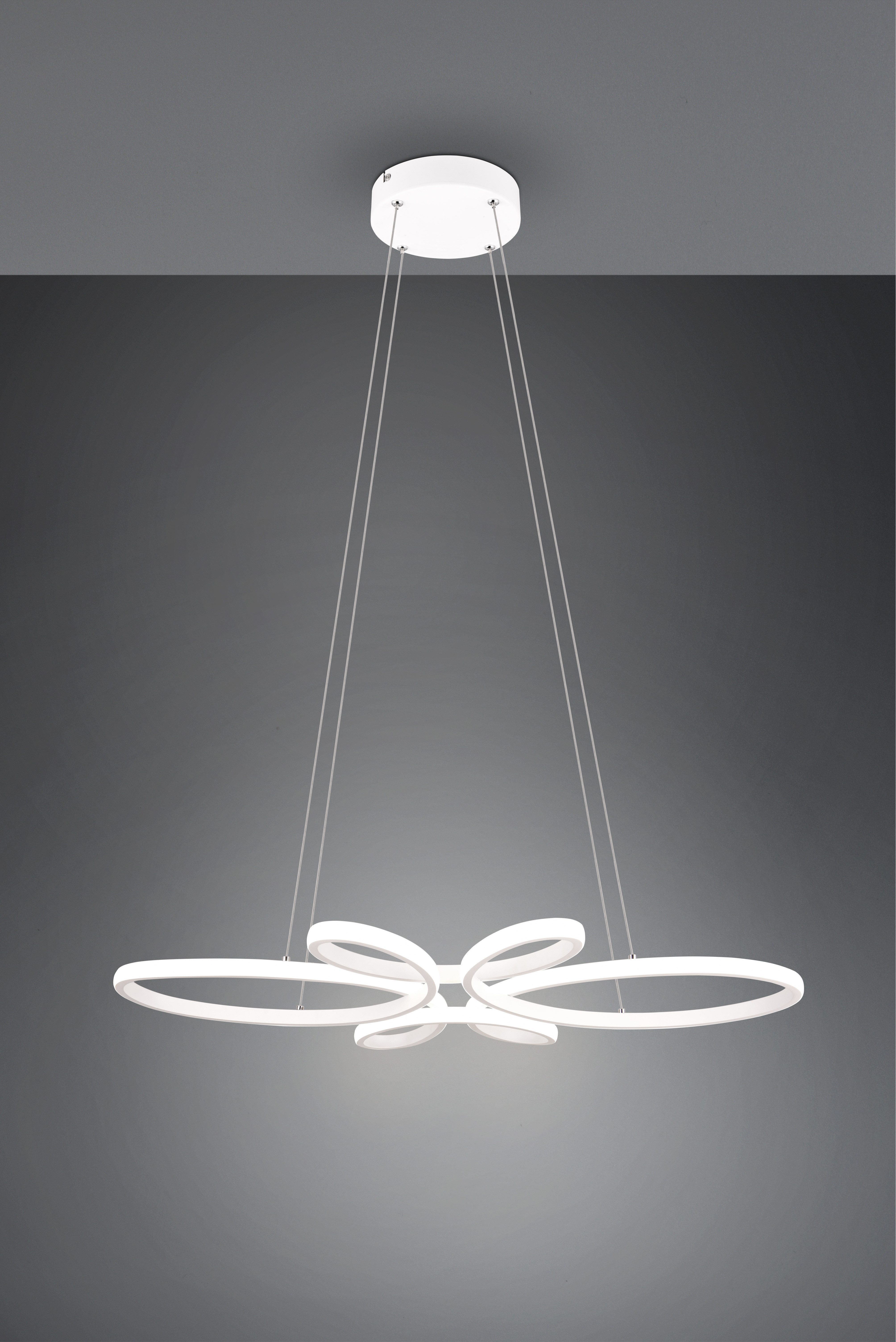 TRIO Leuchten LED Pendelleuchte FLY, Hängelampe LED 32W 3900 Lumen kaltweiß 4000K 3-Stufen dimmbar, Dimmfunktion, LED fest integriert, Kaltweiß, höhenverstellbar: max 150cm, Maße 83x45 cm, Hängeleuchte Küche Wohnen