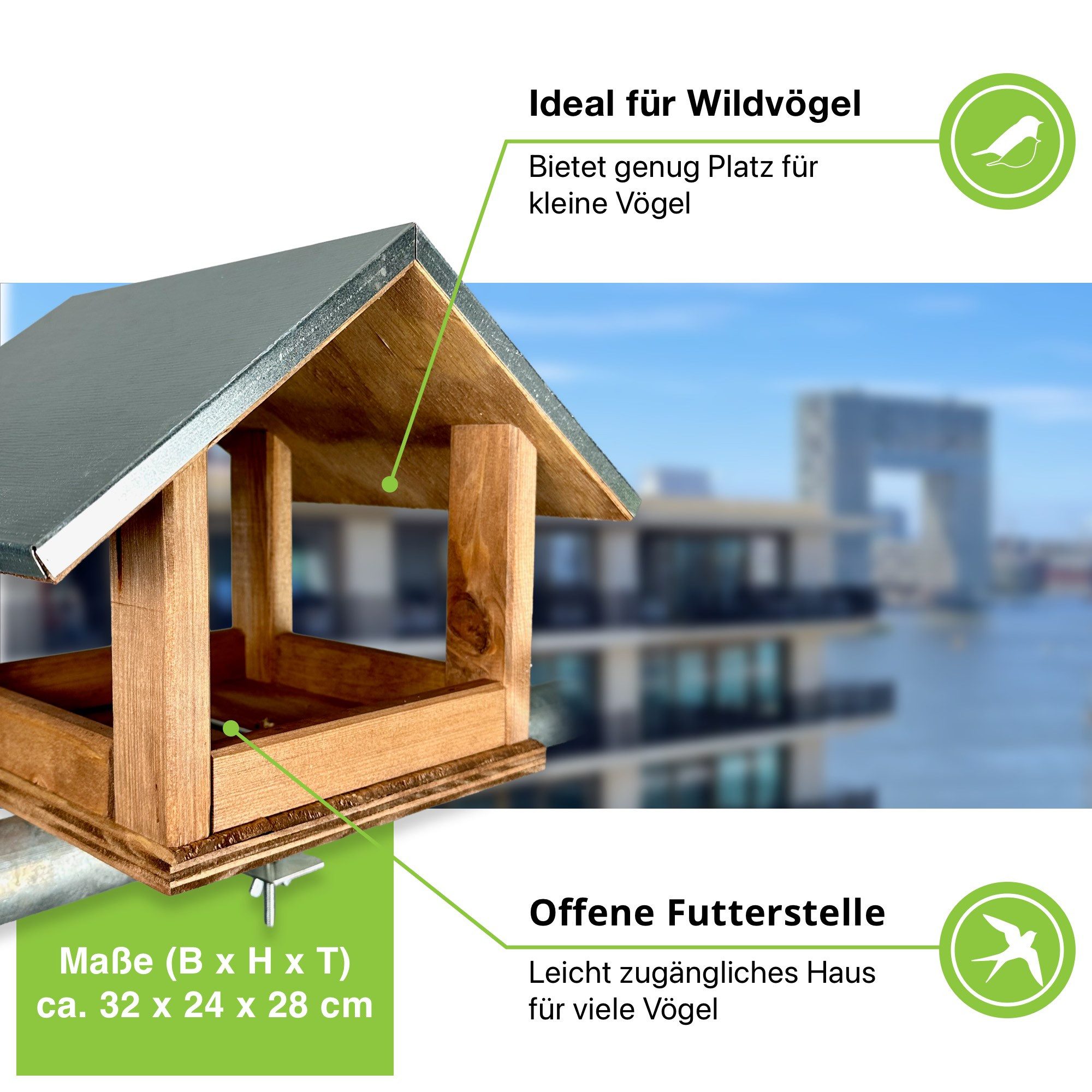 gartenetage Vogelhaus Balkonvogelhaus mit Metalldach – günstig online kaufen