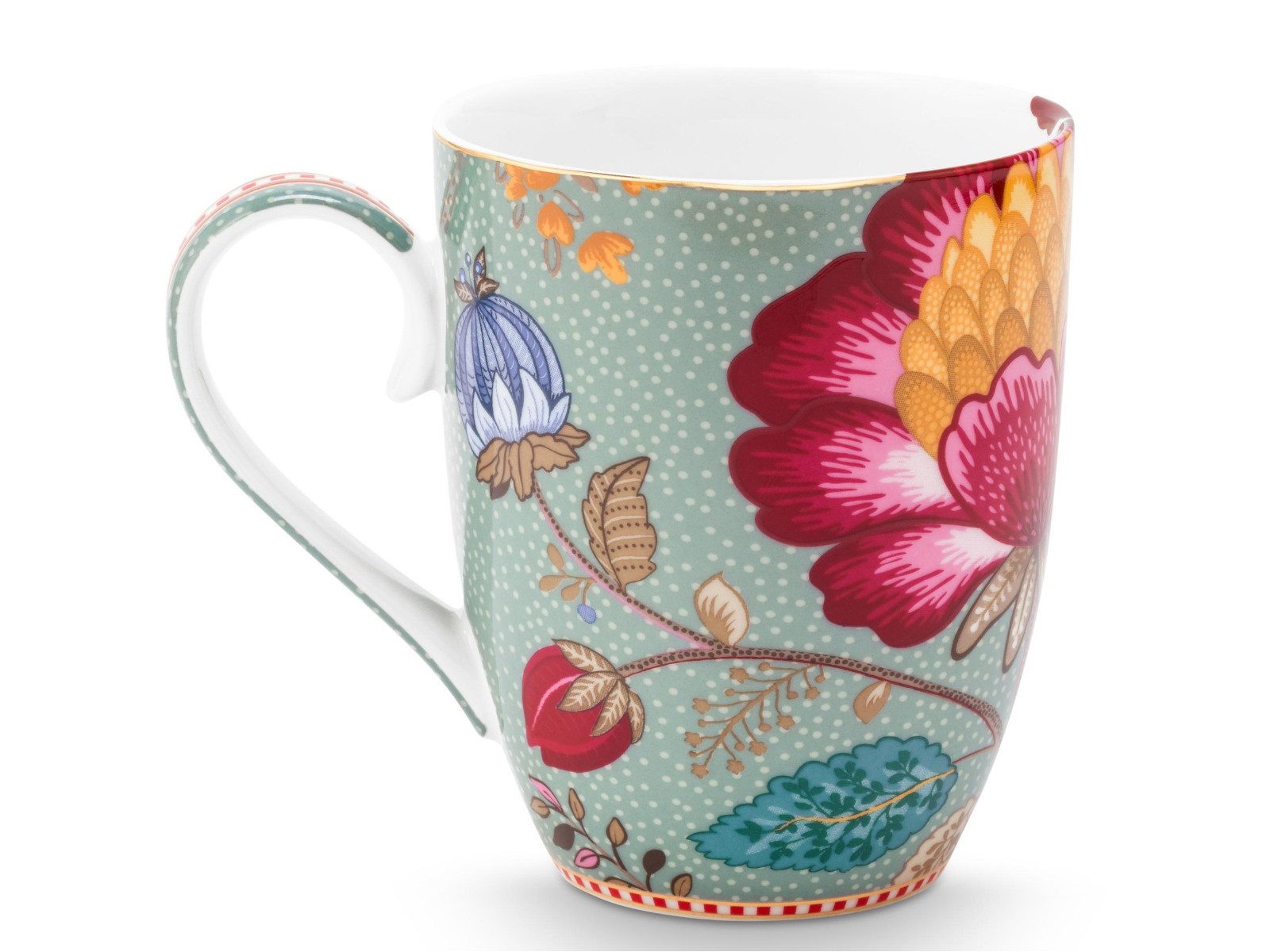 PiP Studio Becher Blooming Tales Fantasy Blue Henkelbecher Large 0,365l, Porzellan – Bild 2 von 4