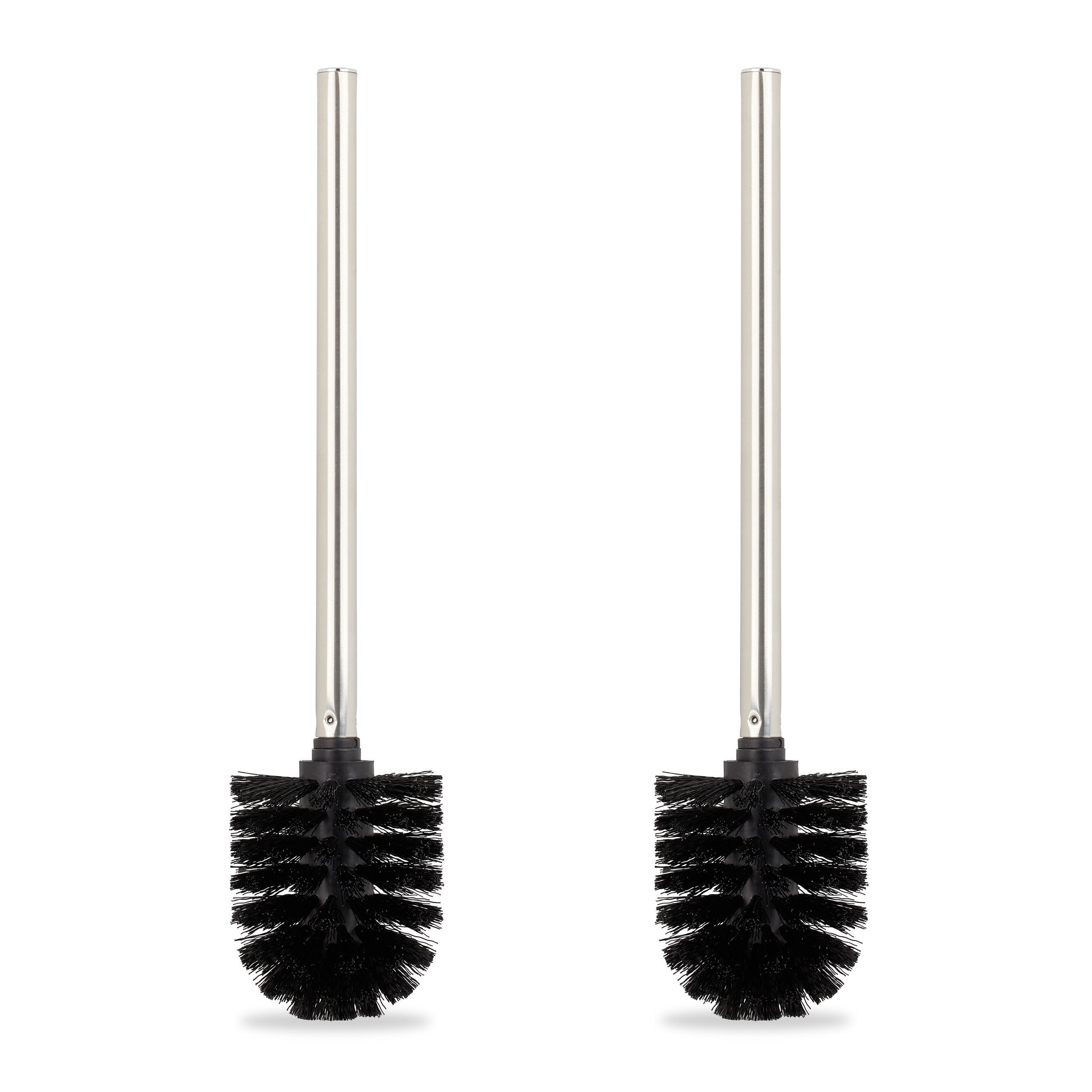 relaxdays WC-Reinigungsbürste Toilettenbürsten 2er Set Schwarz, Alle handelsüblichen Klobürstenhalter, Handelsübliche WC-Garnituren, (2-tlg)