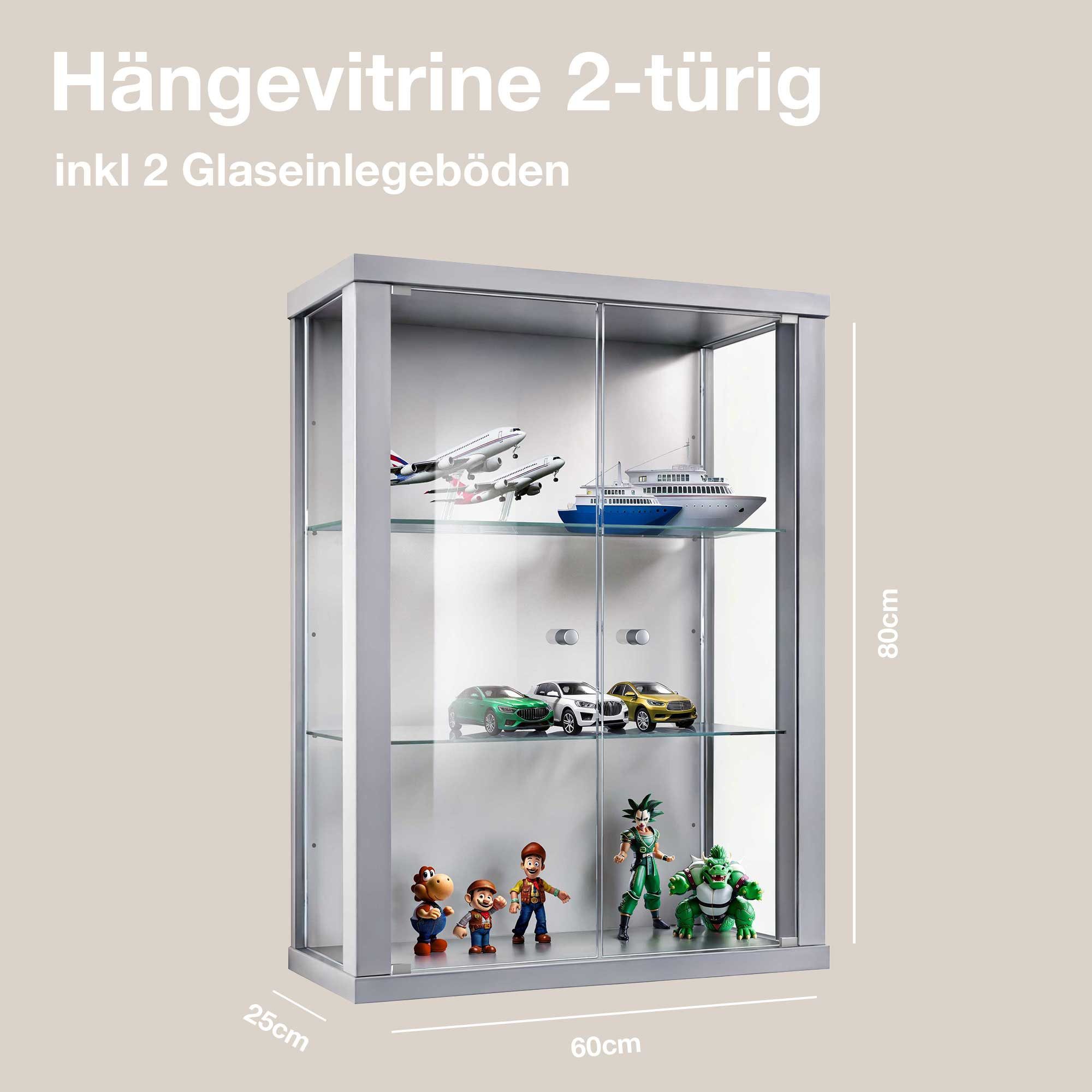 K-Möbel Hängevitrine C1012 (Glasvitrine (80x60x25 cm) günstig online kaufen
