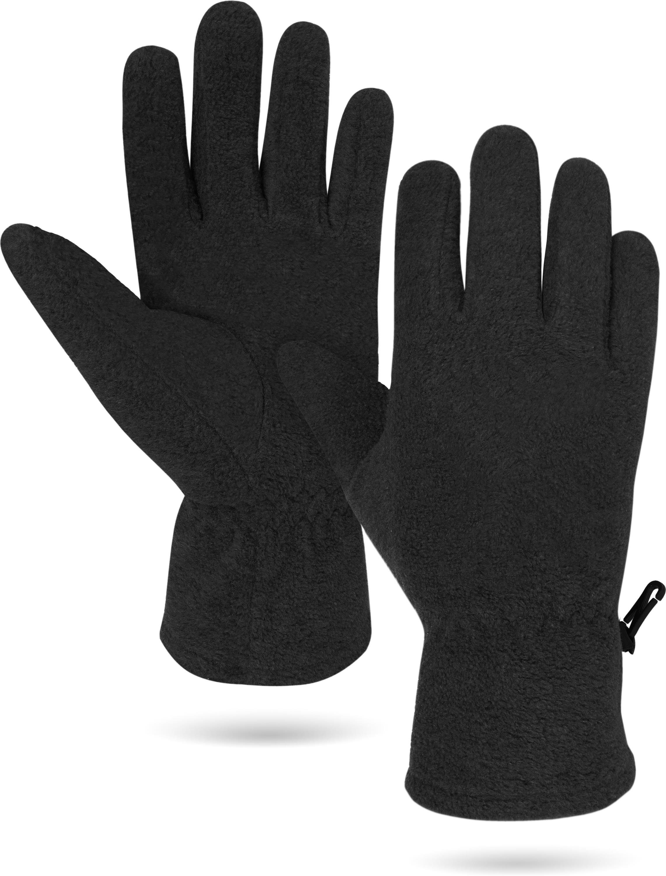 normani Skihandschuhe Fleece-Handschuhe mit 3M Thinsulate™ (40 g) Arsuk Winterhandhscuhe mit Fleecefütterungen Thermohandschuhe Übergangshandschuhe Unterziehhandschuhe mit Thinsulatefütterung Schwarz
