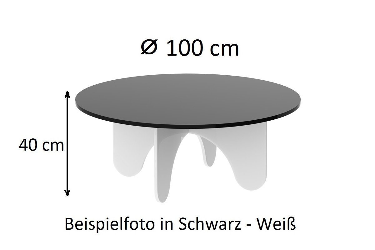 Hochglanz designimpex x 100 40 Weiß cm cm Hochglanz Rund Schwarz / Wohnzimmertisch Couchtisch Tisch Hochglanz Design HRL-111