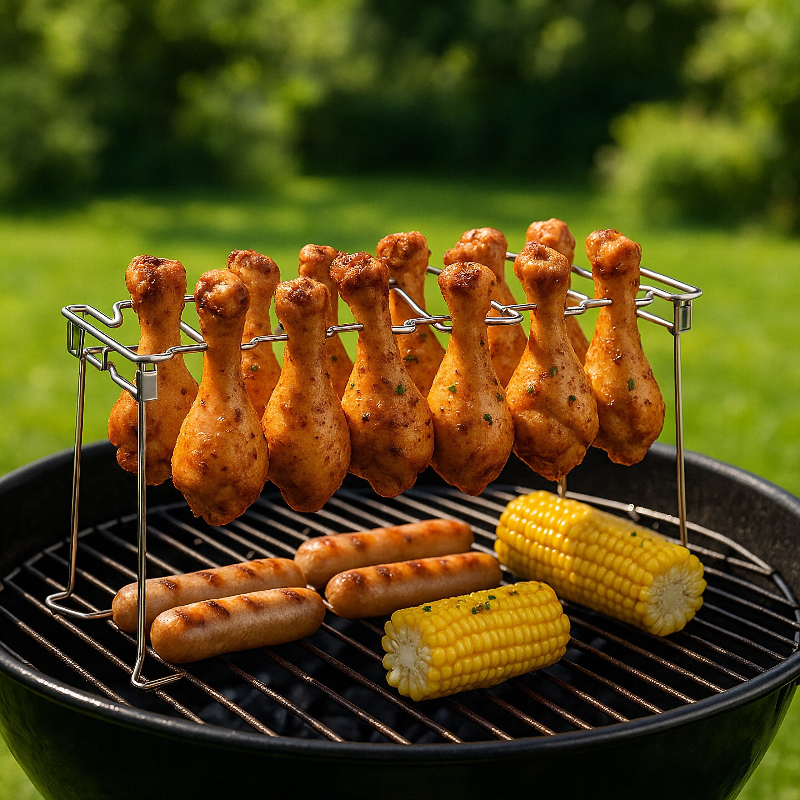 relaxdays Grillguthalter Hähnchenschenkelhalter 2er Set, Edelstahl