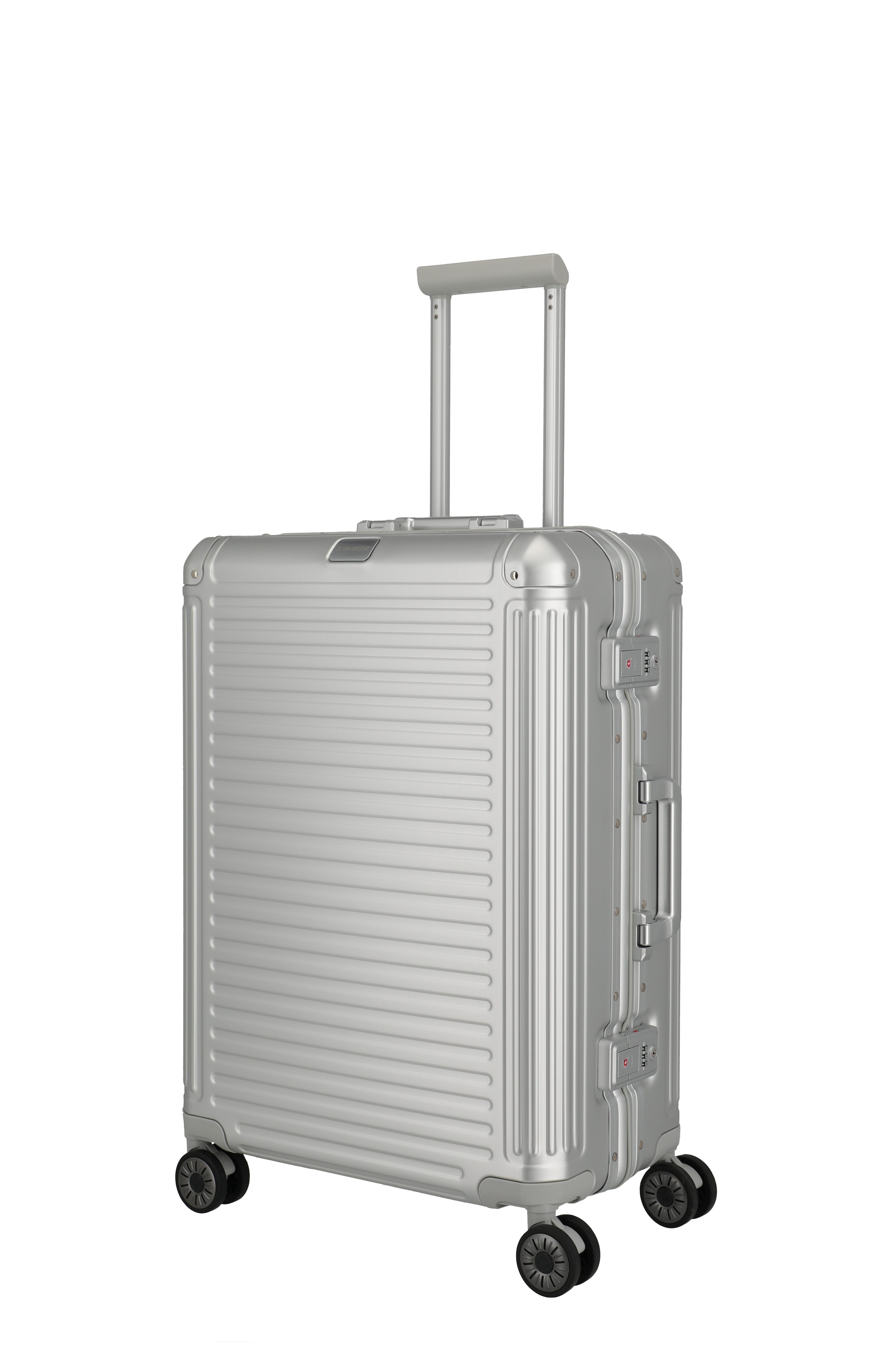 travelite Hartschalen-Trolley NEXT Aluminium Rahmenkoffer, 4 Rollen, variable Packplatte, Packwand und durchdachte Innenaufteilung von Travelite