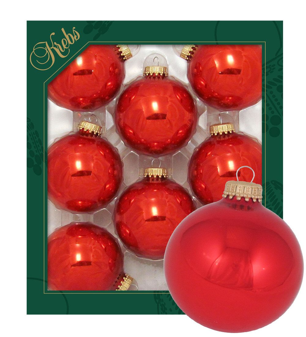 Krebs Glas Lauscha Christbaumschmuck Glaskugel Set - Feuerrot - 8 Stück je günstig online kaufen