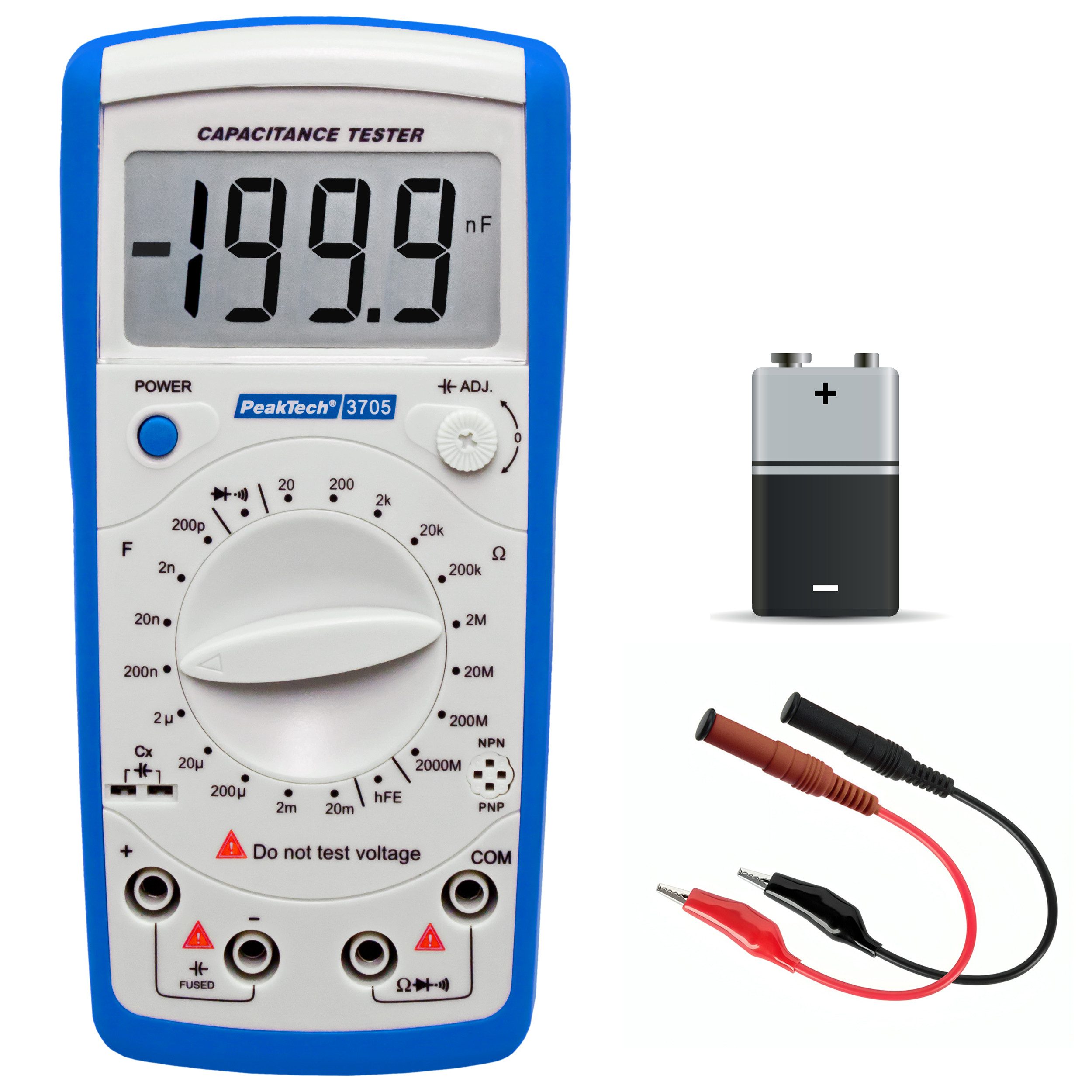 Multimeter PeakTech P 3705: Widerstands- und Kapazitätstester ~ 2000MOhm ~ 20mF