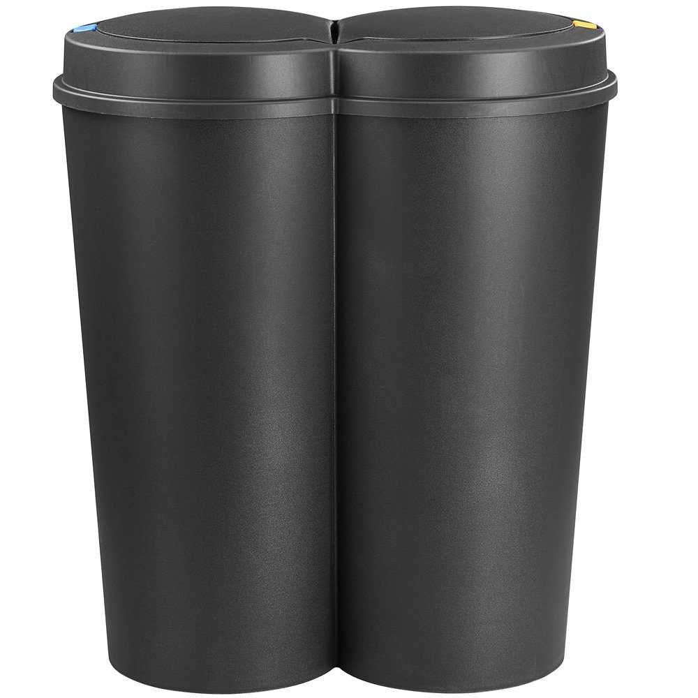 Deuba Mülleimer Duo Bin, 50 L 2fach Trennsystem 2x25 L Küche Abfalleimer  Müllbehälter Mülltrennung Schwarz