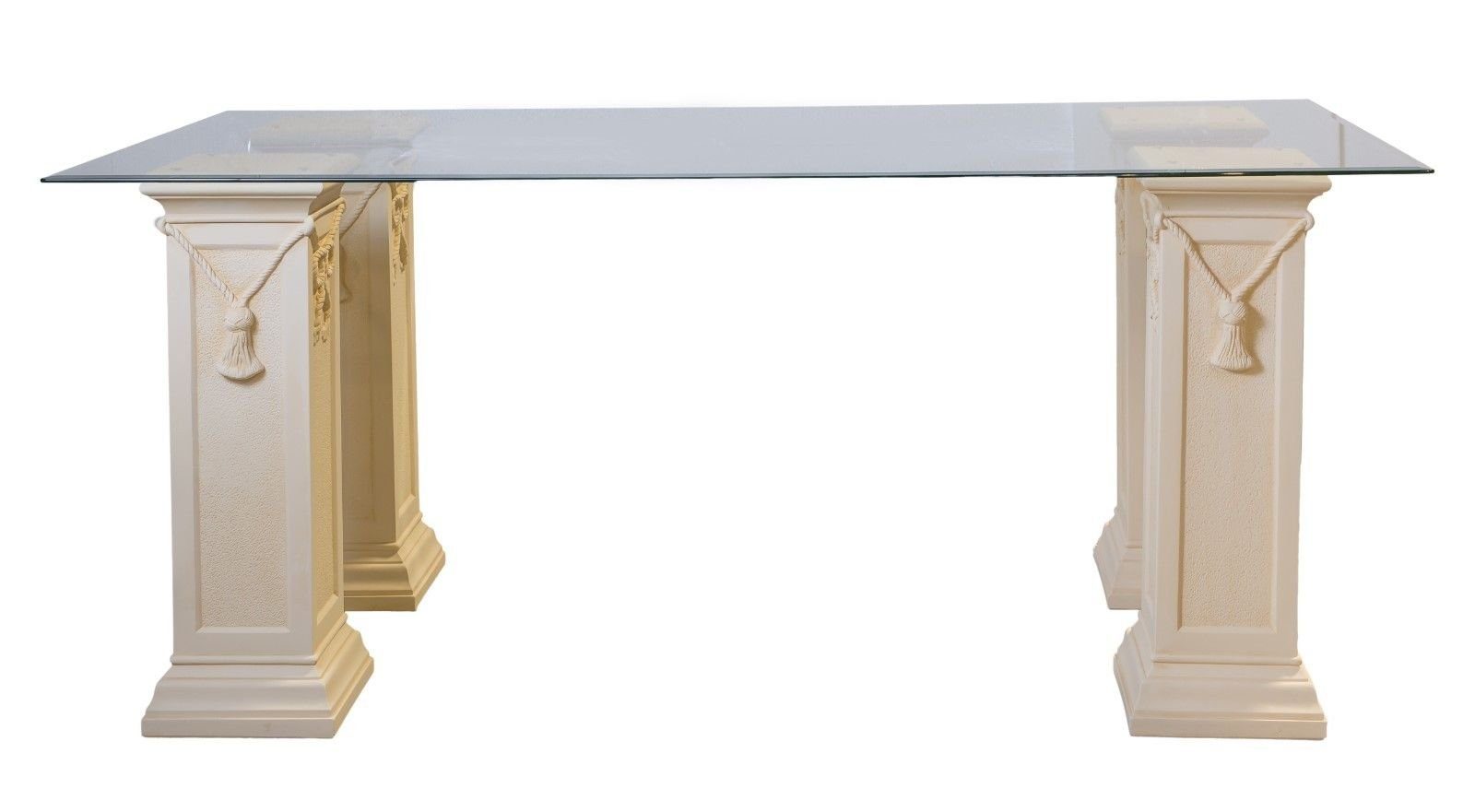 Säulen-Esstisch Schreibtisch Tafeltisch Esstisch Wohndesign Küchentisch Esszimmertisch Antikes Glastisch