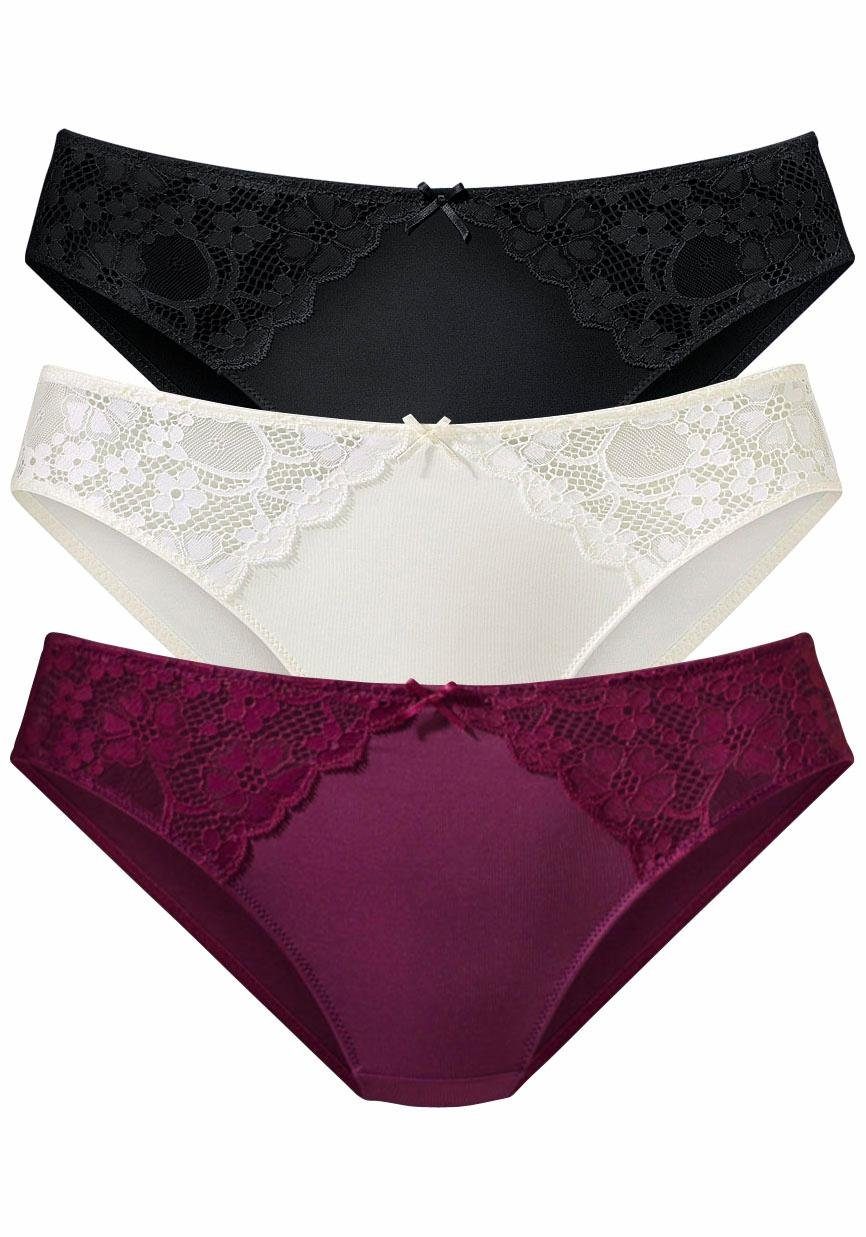 petite fleur Slip (3-St) mit leicht transparenter Jacquardspitze an den Seiten. Reduzierter Preis € 14,99. Unverbindliche Preisempfehlung € 24,99, (€ 5,00 pro 1 Stk)