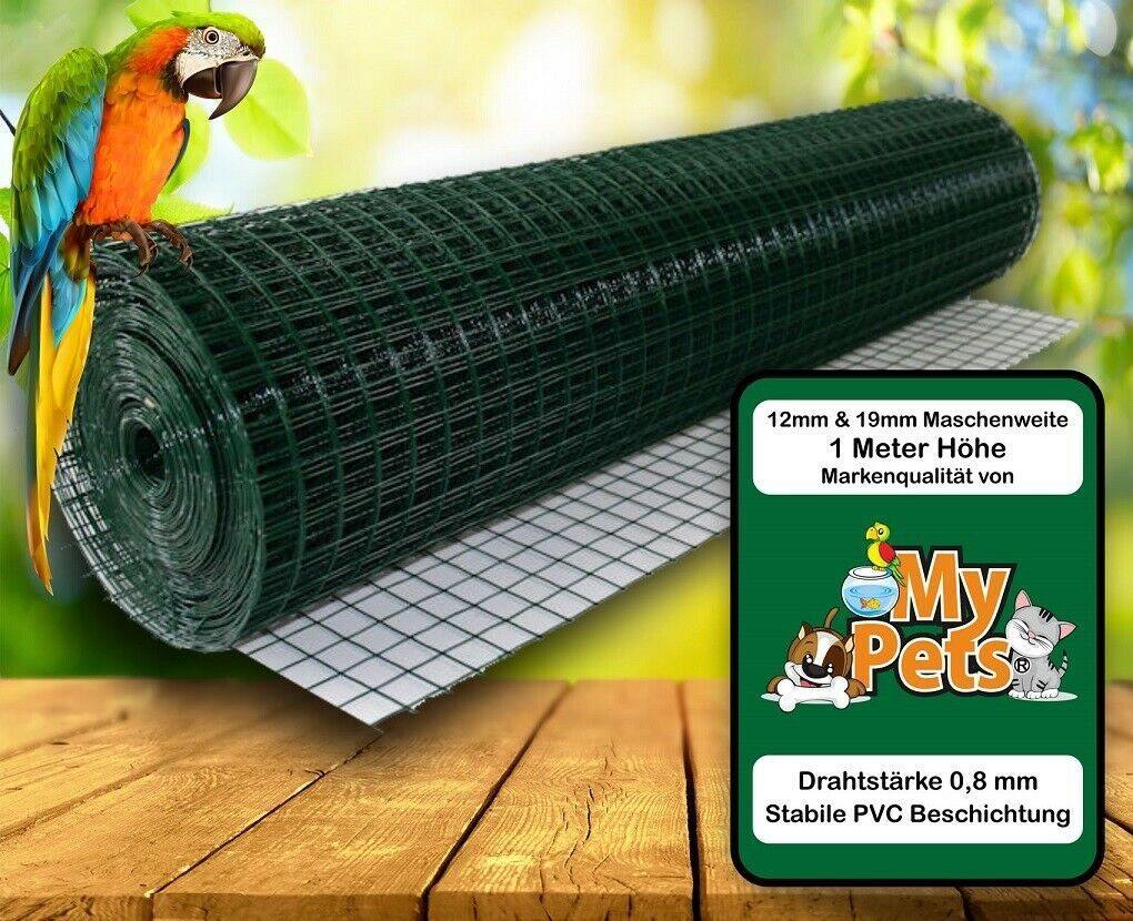 MYPETS Voliere Volierendraht Grün 19 x 19 mm Drahtzaum Maschendraht Draht Voliere