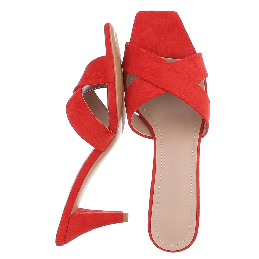 Ital-Design Damen Mules Pumps mit Stilettoabsatz und Riemen Pantolette (91895824) Pfennig-/Stilettoabsatz Sandalen & Sandaletten in Rot