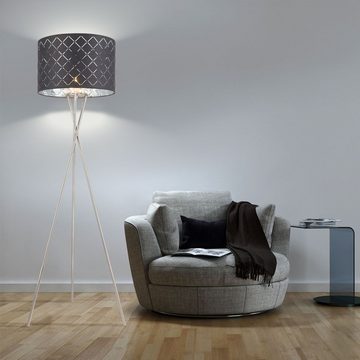etc-shop LED Stehlampe, Leuchtmittel inklusive, Warmweiß, Stoff Steh Lampe Lese Leuchte Schalter Dekor Decken Fluter