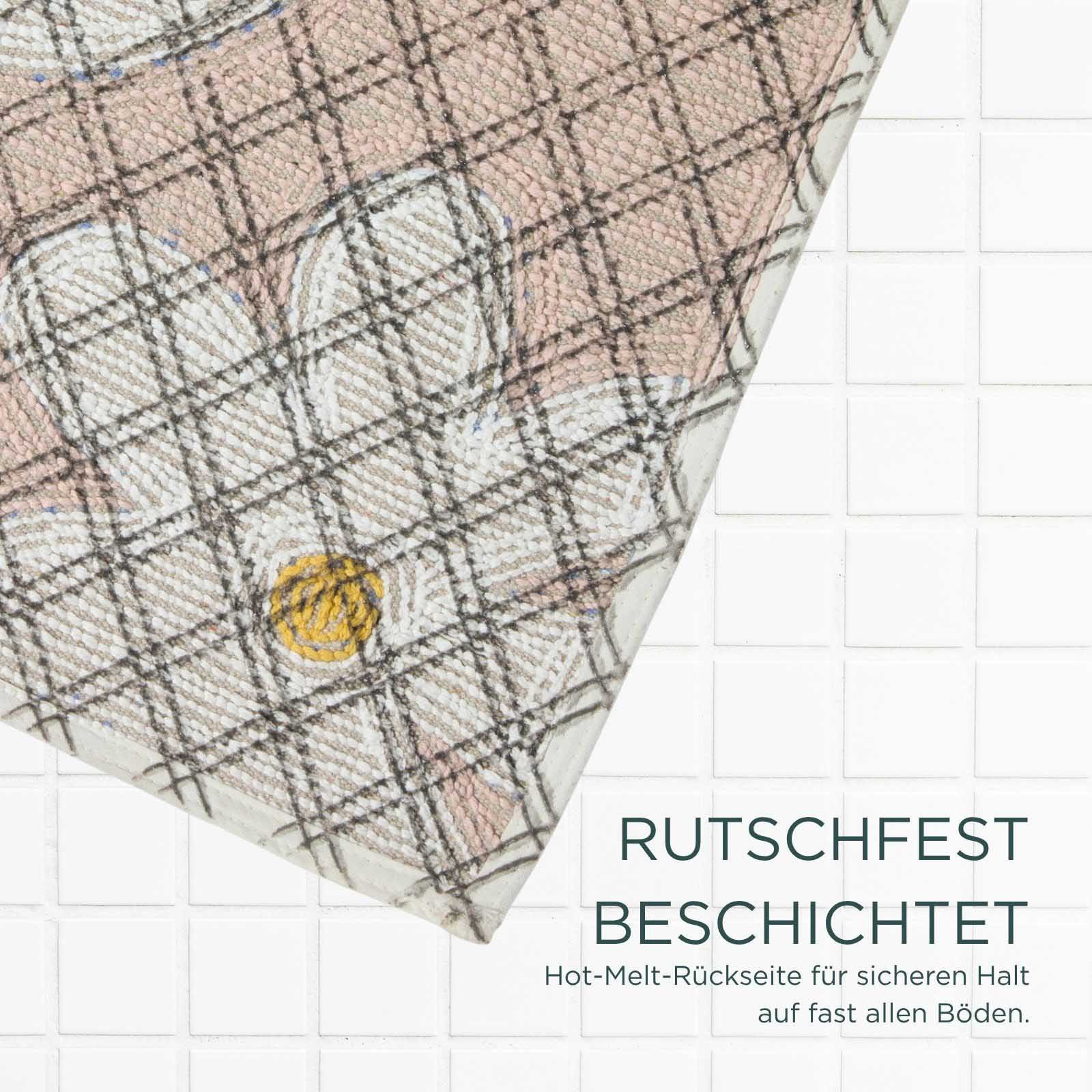 Homescapes Badematte Badematte Blumen 50x80 cm - Badteppich rosa, 100 % Baumwolle, Höhe 10 mm, 50 x 80 cm – Bild 4 von 5
