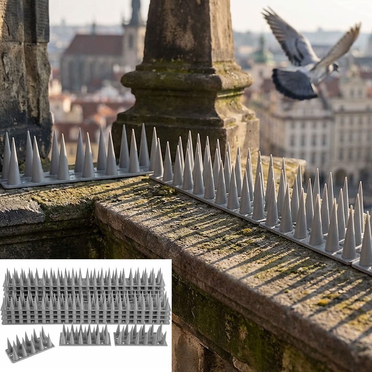 ISOTRONIC Taubenspikes Taubenspikes 5,4m: Effektiver Vogelschutz für Balkon & Fensterbank, Geringes Gewicht, hohe Festigkeit, Resistenz bei Witterung