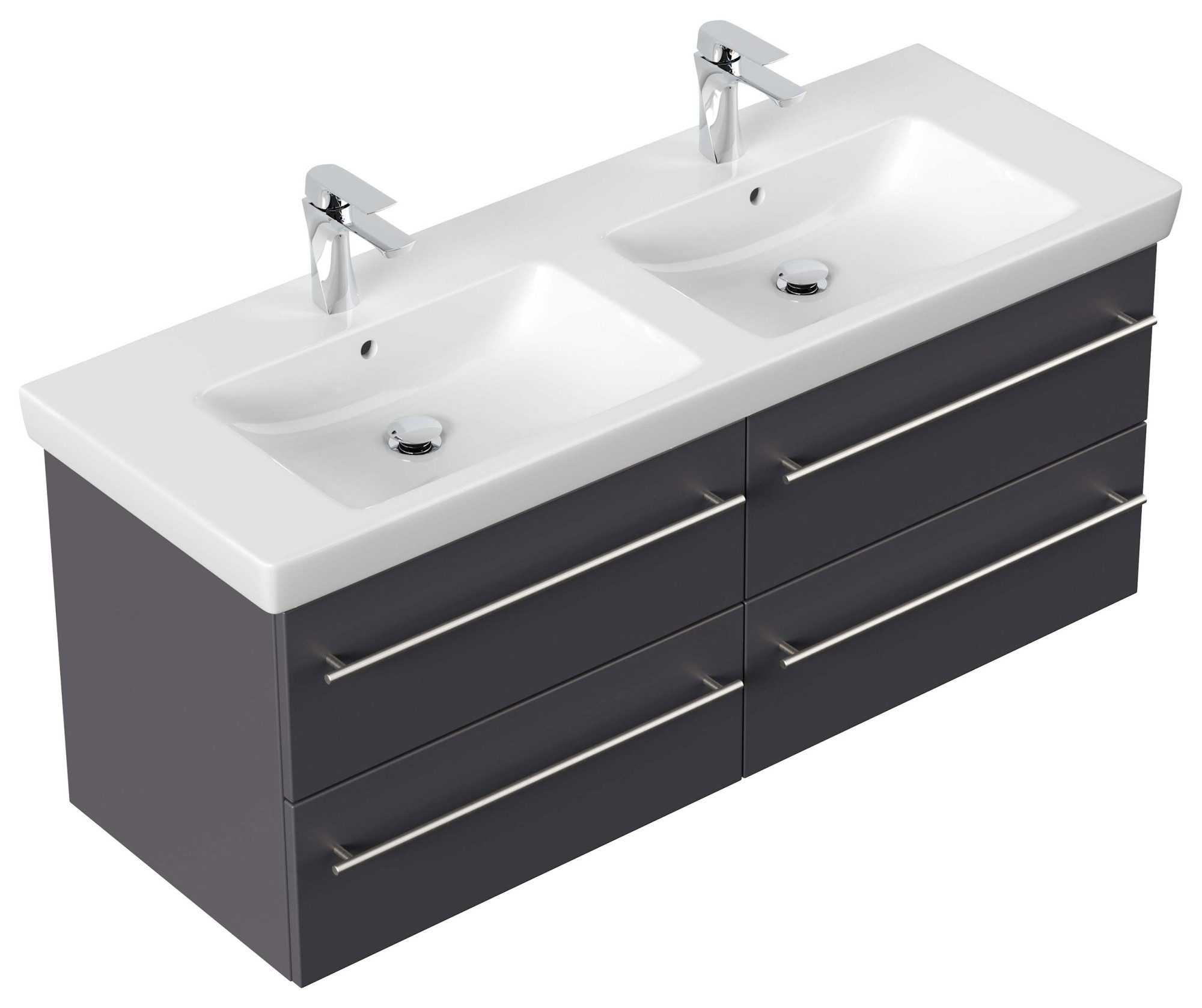 Magnolia Home Waschtisch Badmöbel mit Villeroy & Boch Subway 2.0 Waschbecken 130cm B SoftClose
