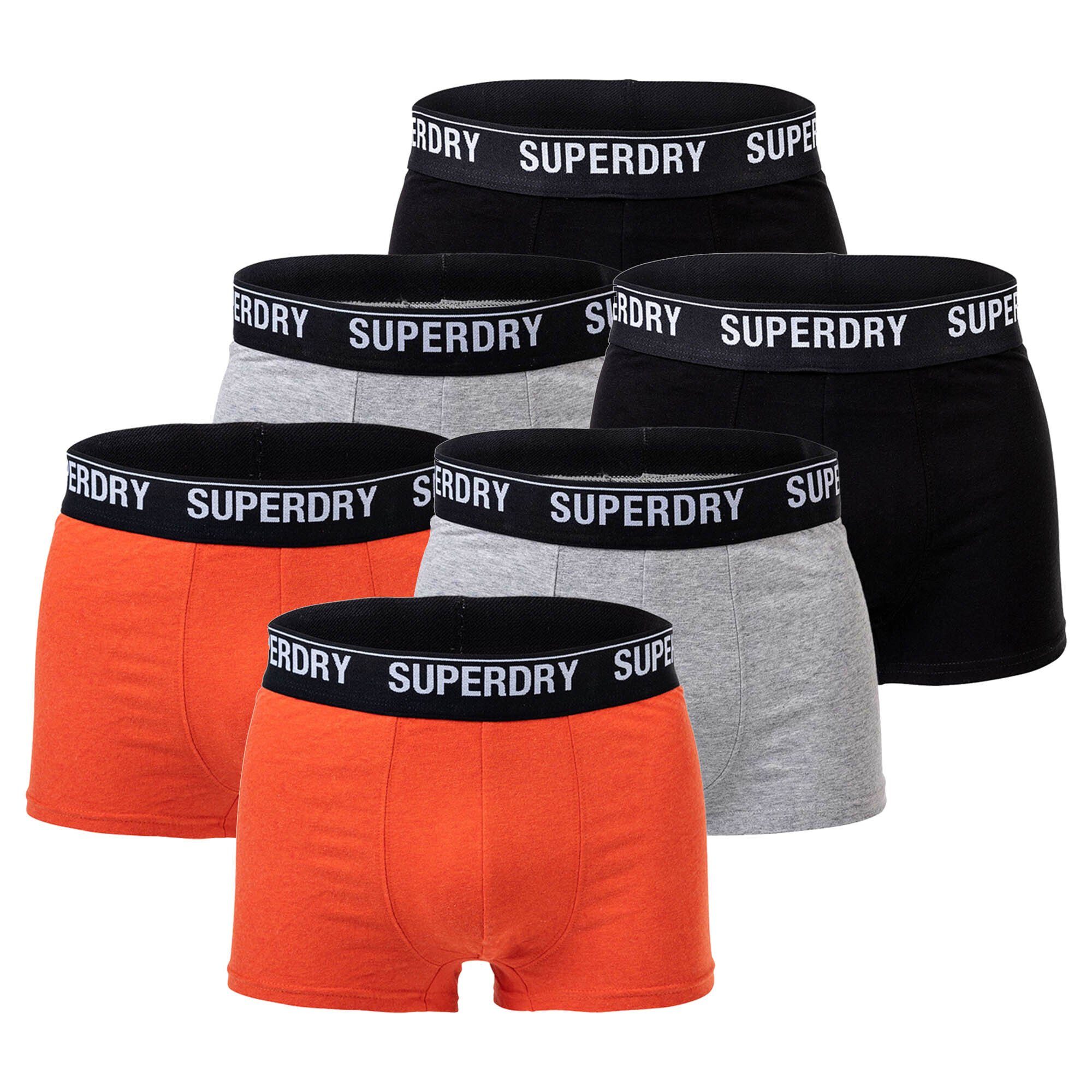 Superdry Boxer Herren Boxershorts - TRUNK MULTI TRIPLE PACK Schwarz/Grau/Orange | Boxershorts