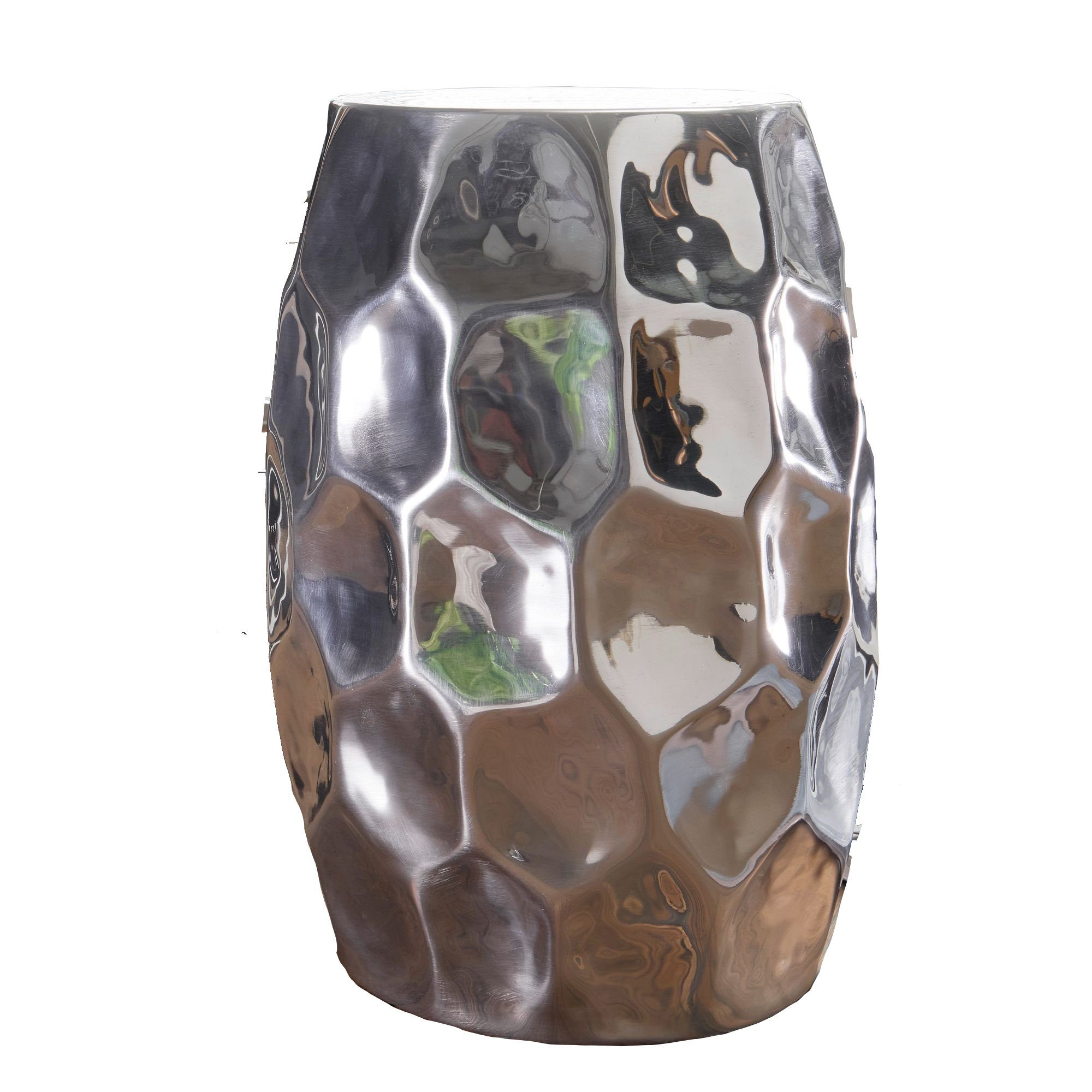 Wohnling Beistelltisch WL5.475 Dekotisch Metall Ablagetisch Anstelltisch Silber Modern (30x47x30 cm Aluminium Hammerschlag Silber Rund), Sofatisch Orientalisch, Kleiner Wohnzimmertisch