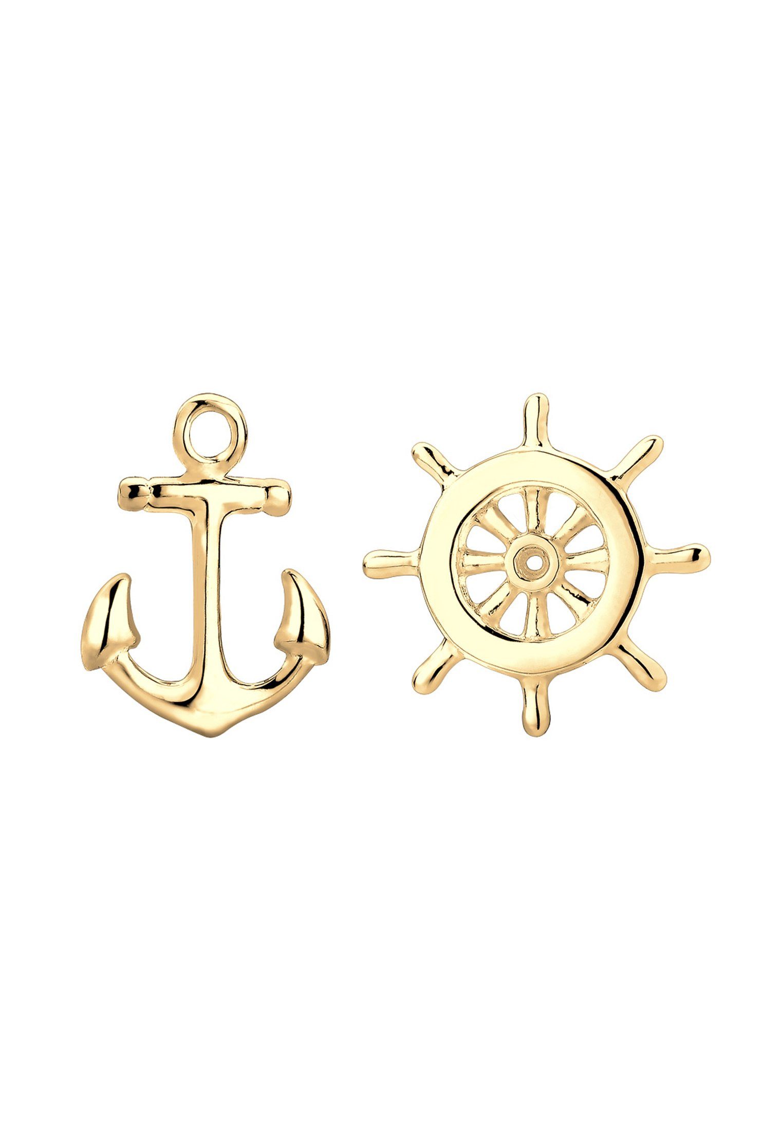 Gold Anker Ohrstecker Elli Steuerrad Sailor 925 Paar Maritim Silber, Filigran Anker, Steuerrad