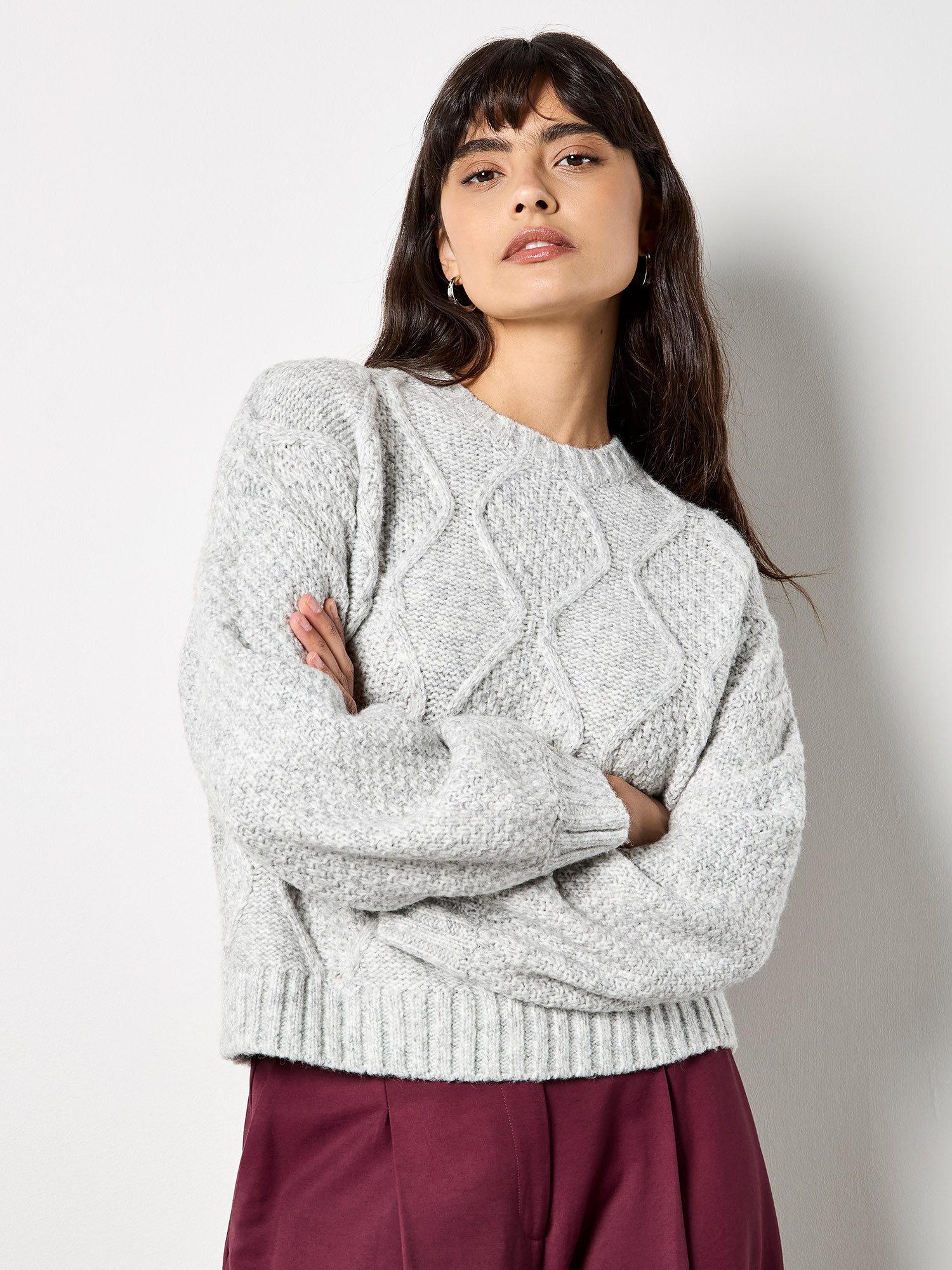 Apricot Strickpullover Rundhalspullover, mit Zopfmuster günstig online kaufen