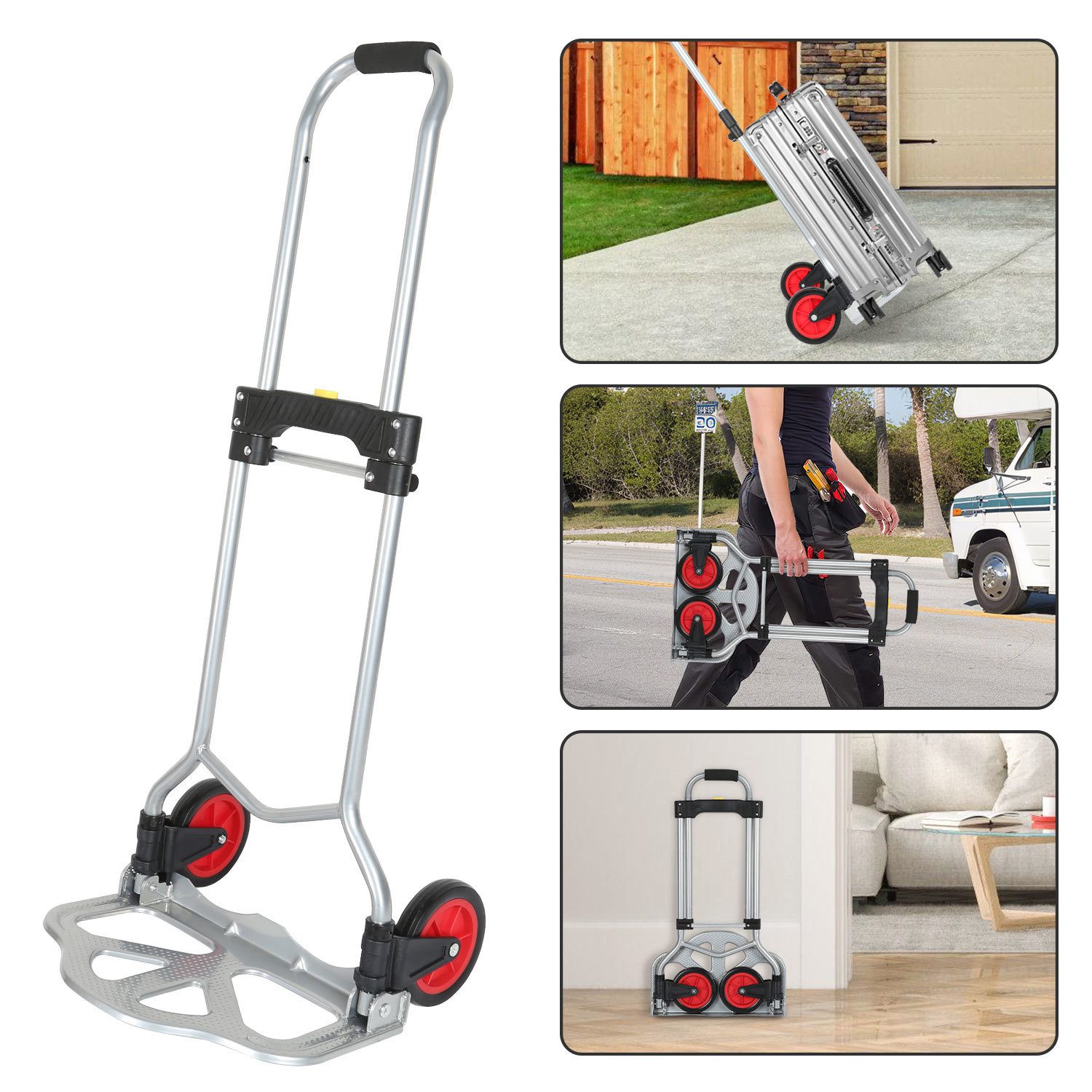 Clanmacy Sackkarre Sackkarre klappbar 60kg Treppensackkarre Stahl Silber