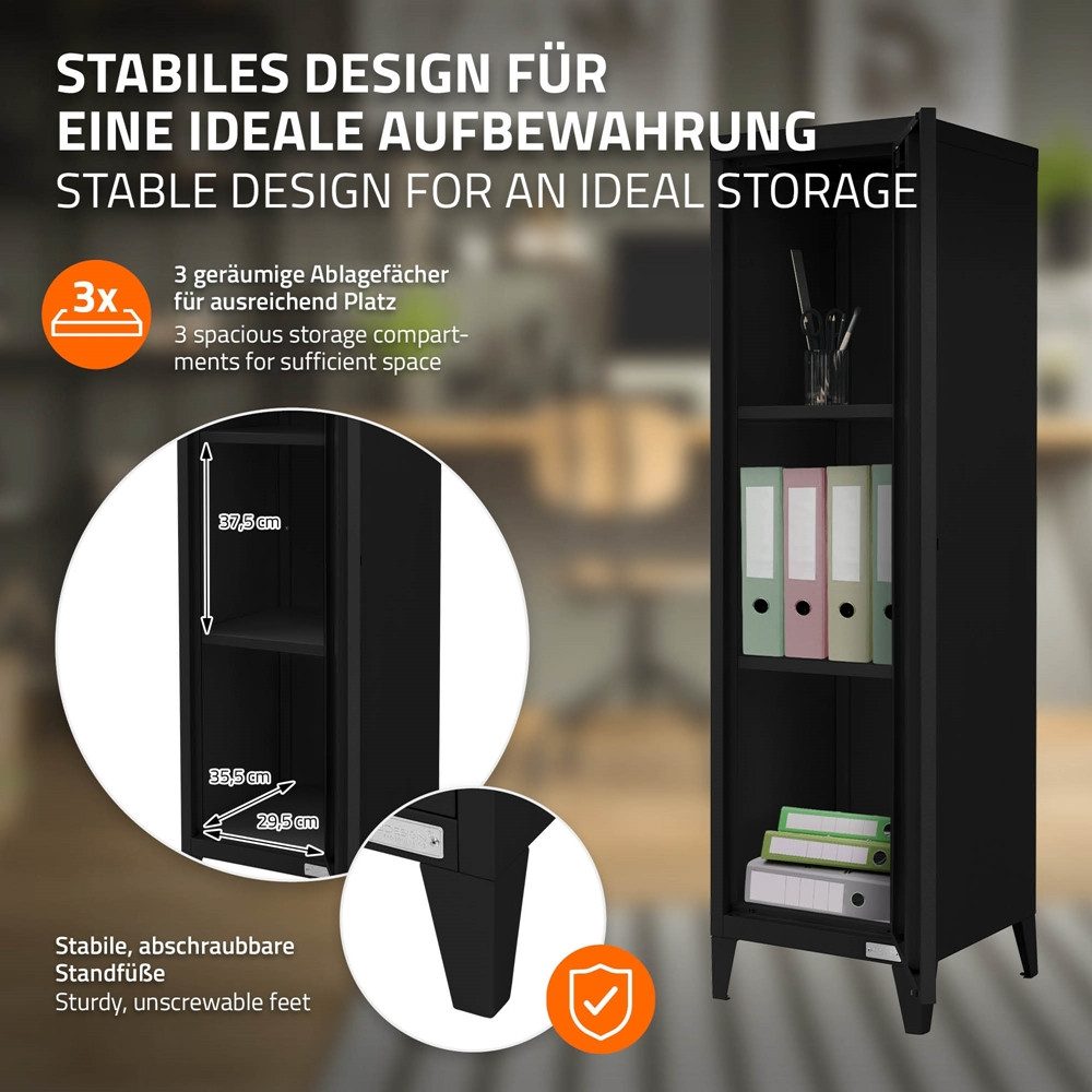 ML-DESIGN Aktenschrank Metallschrank mit Schubladen freistehender Aufbewahrungsschrank (1-St) Lagerschrank schwarz Büroschrank Werkzeugschrank Stahlschrank
