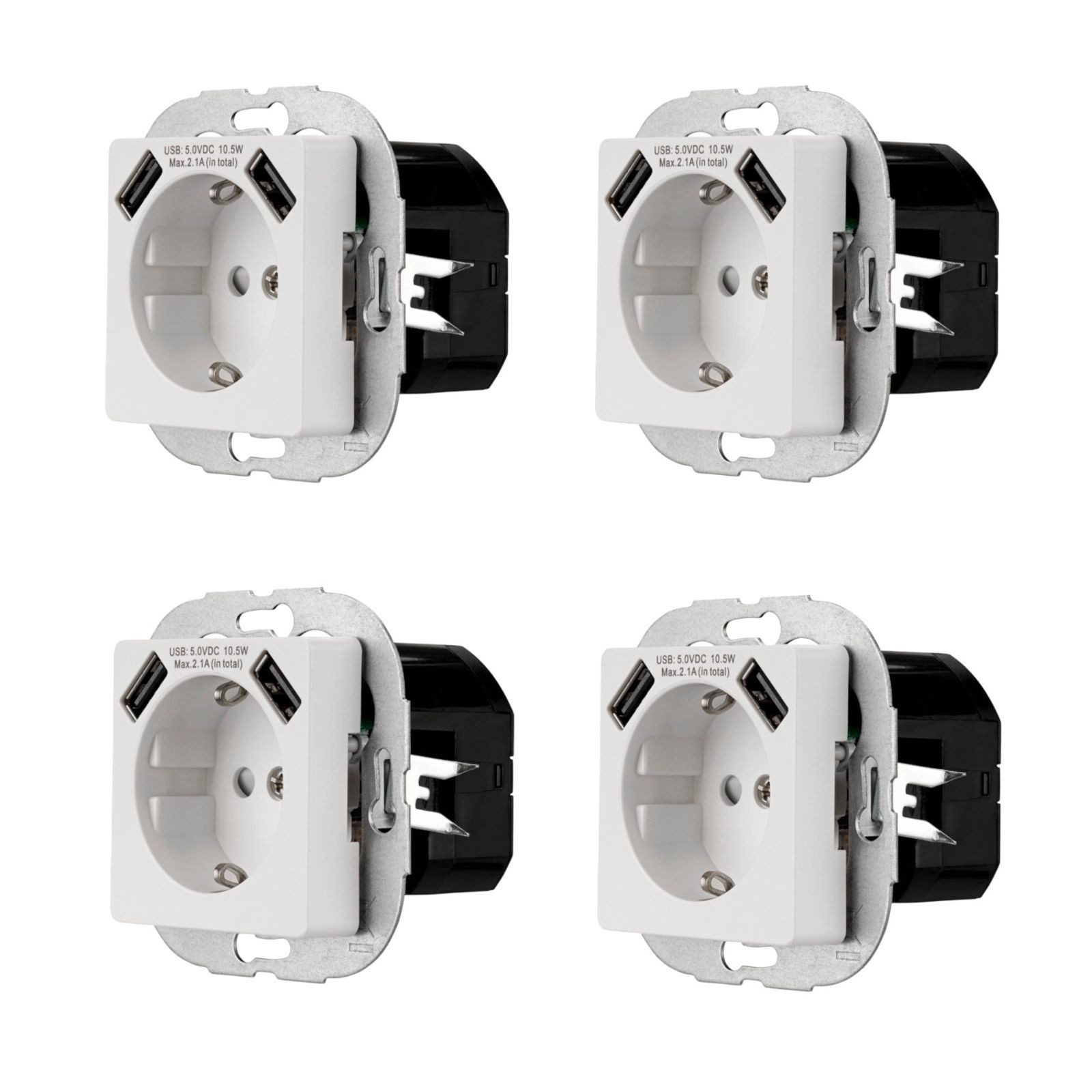 BURI Steckdose 4x REV Ritter Schuko Steckdosen 2x USB Kindersicherung, Steckdose weiß