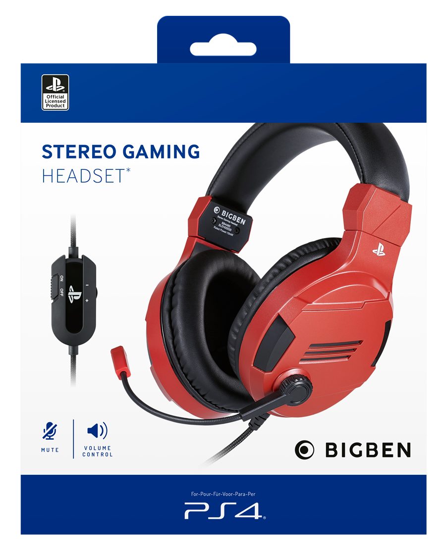 nacon PS4 Stereo-Headset V3 [Offizielle Playstation Lizenz] red Gaming-Headset