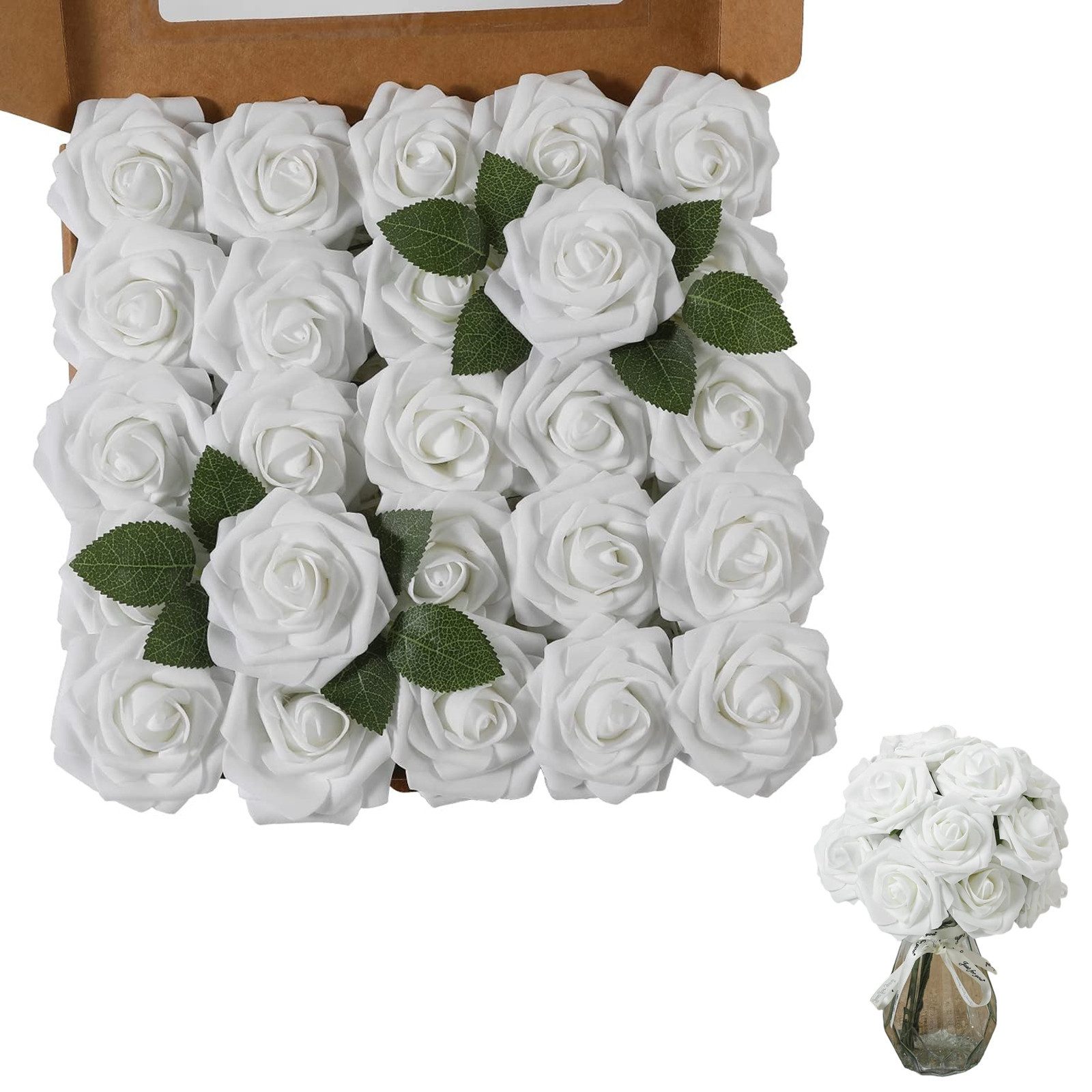 Kunstblume 25er Set Künstliche Schaumrosen Rose, günstig online kaufen