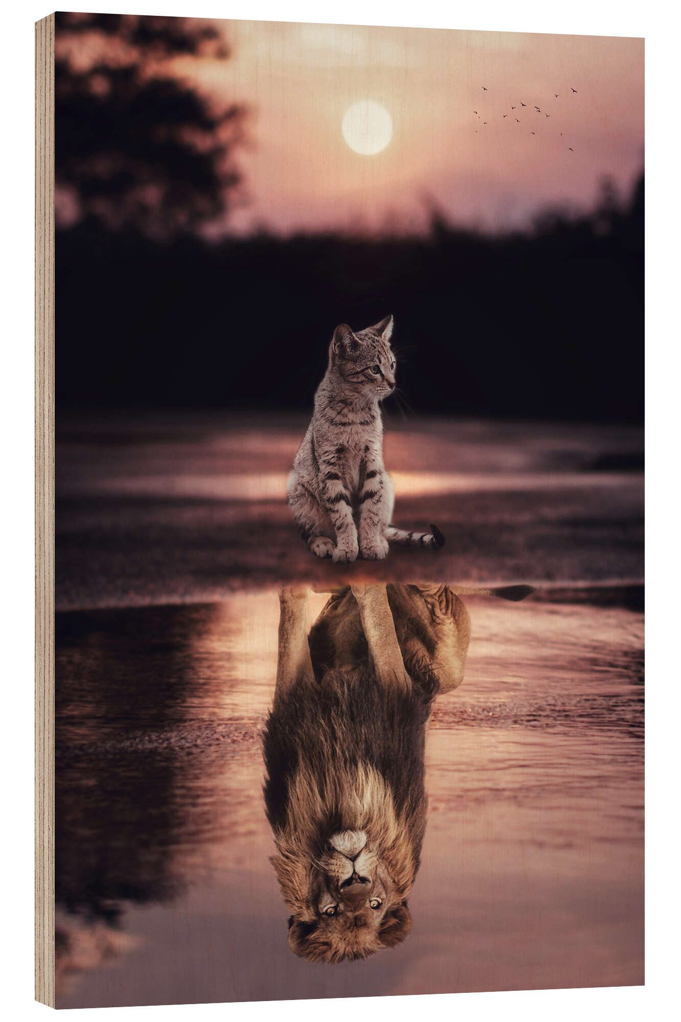 Posterlounge Wandbild Dream Big - Kleine Katze wird zum Löwen, Gen Z, erhältlich als Poster, Leinwandbild, Wandsticker oder Acrylglasbild