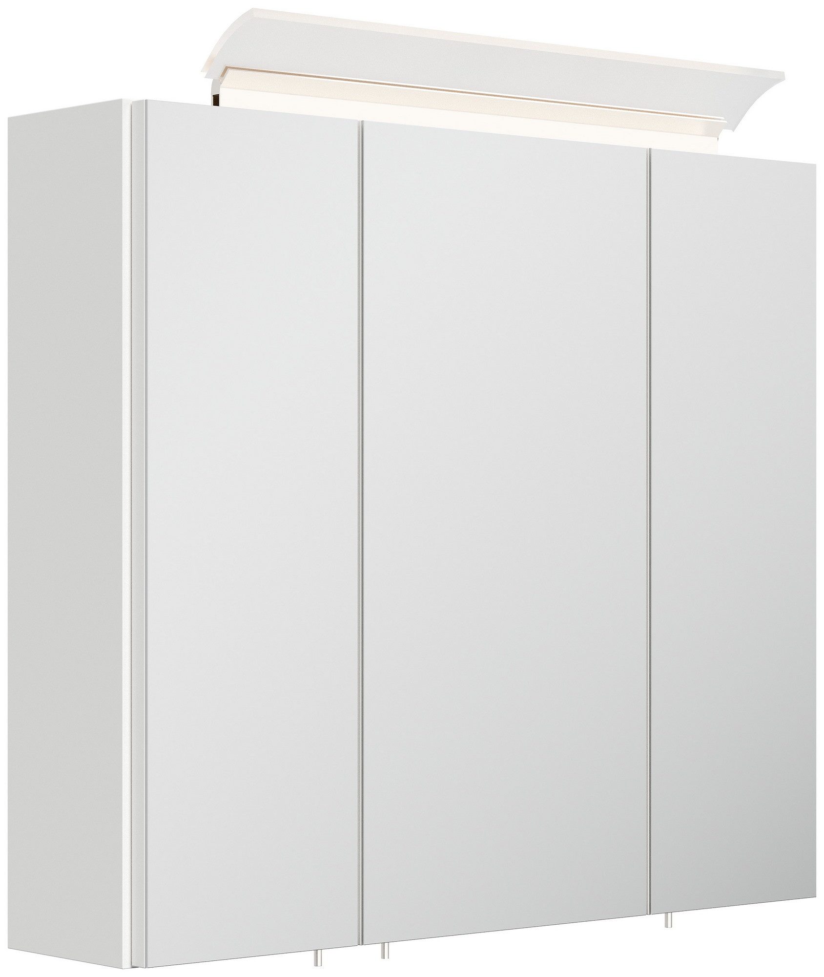 Posseik Spiegelschrank Badezimmer Spiegelschrank 3-türig LED-Lampe 70 cm Weiß Hochglanz