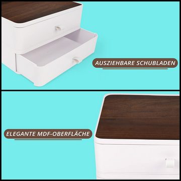 Belle Vous Organizer Schreibtisch Organizer aus Holzoptik mit 2 Schubladen, Holzoptik Schreibtisch Organizer mit 2 Schubladen