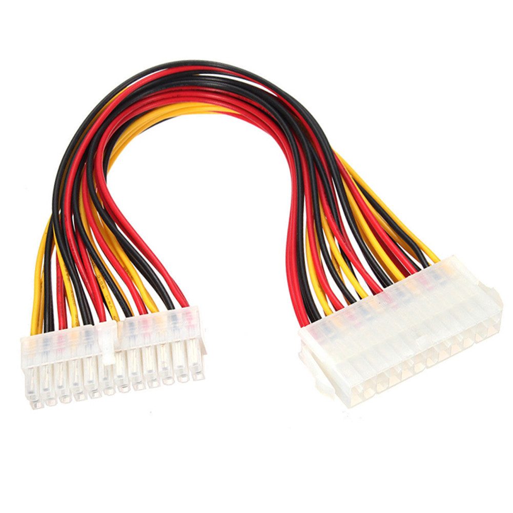 Bolwins R28 Stromkabel Verlängerung 24pol ATX Stecker auf Buchse, 30cm für PC Computer-Kabel, 24-Pin ATX Stecker, 24-Pin ATX Buchse (30 cm), für sauberes PC-Kabelmanagement
