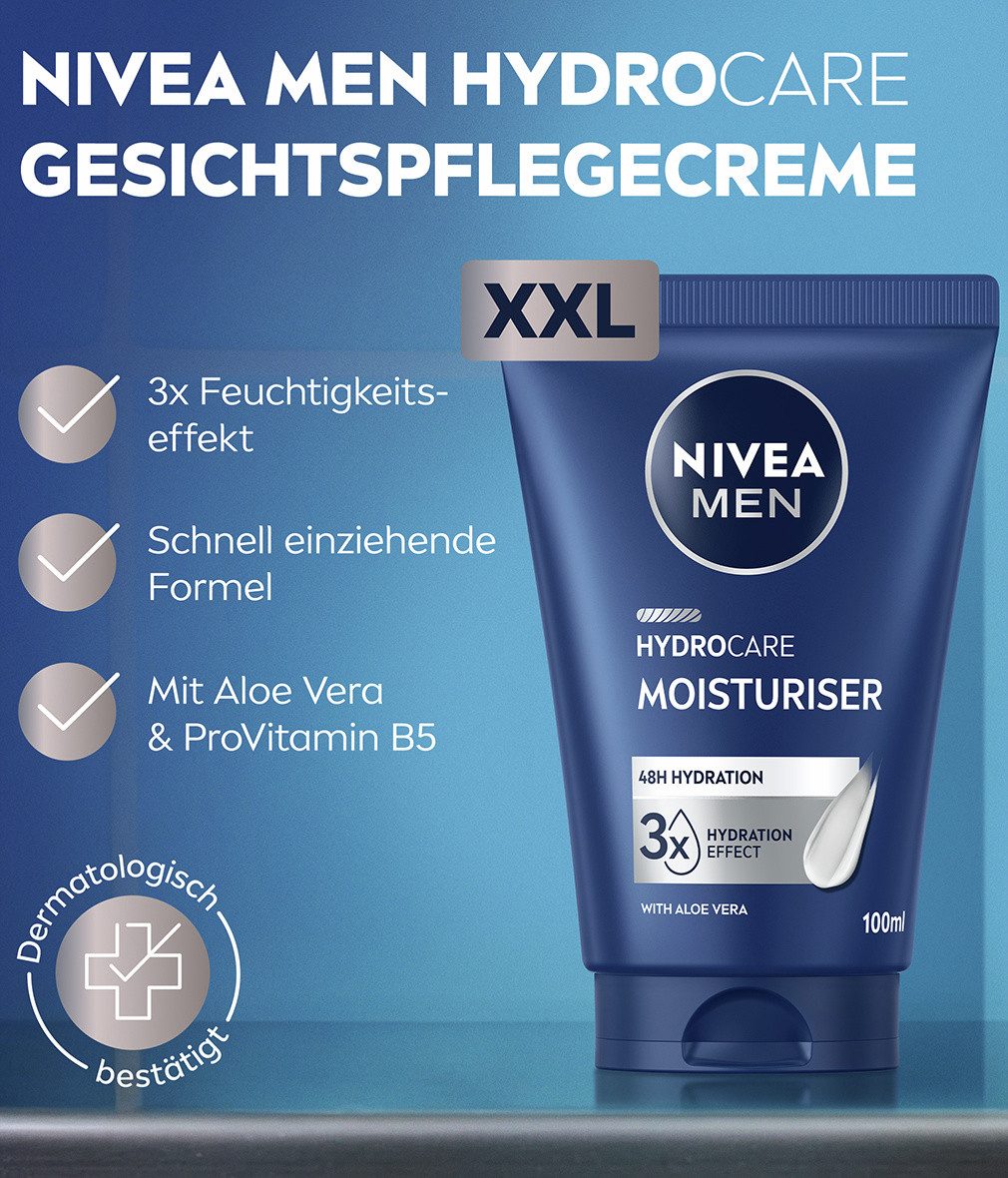 Nivea Men Gesichtspflege HydroCare Gesichtspflegecreme XXL 100ml, 1-tlg., Intensive Feuchtigkeitsversorgung