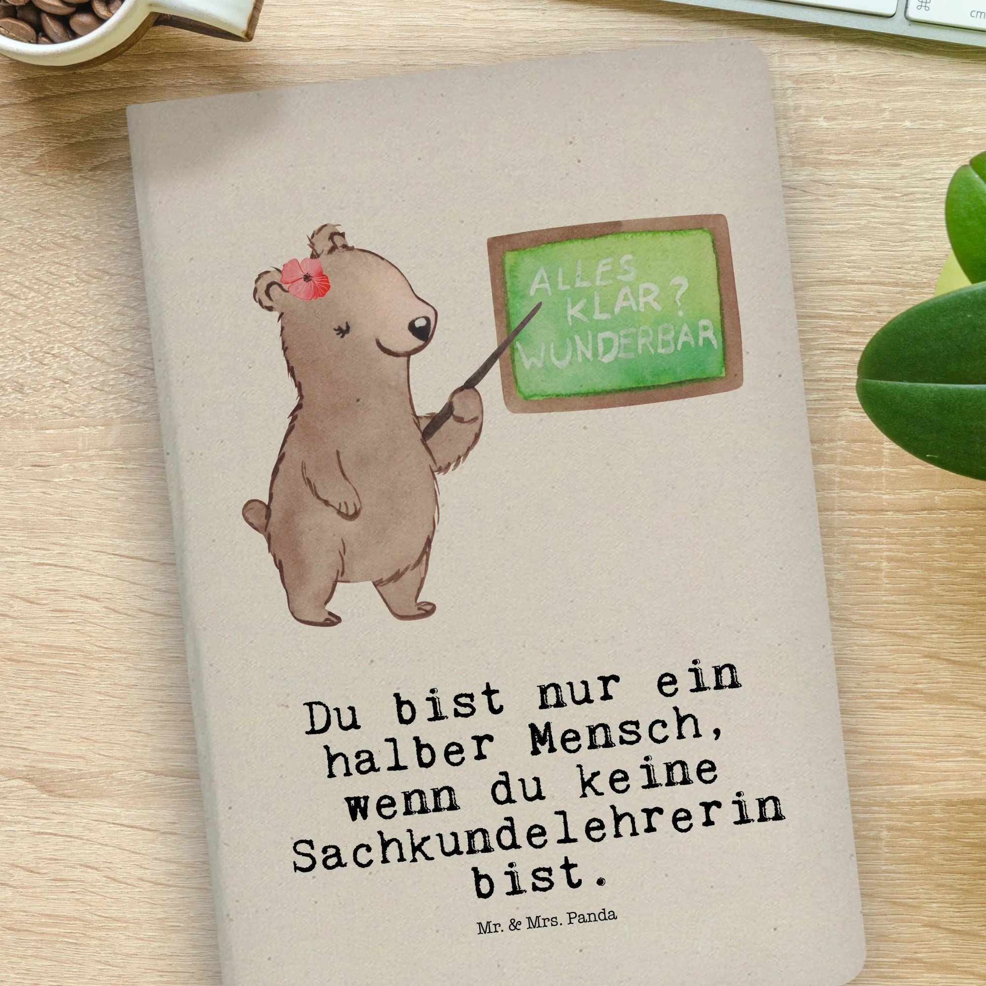 Thumbnail - Mr. & Mrs. Panda Notizbuch Sachkundelehrerin Herz - Transparent - Geschenk, DIN A4 Notizbuch Han Mr. & Mrs. Panda, Premi...