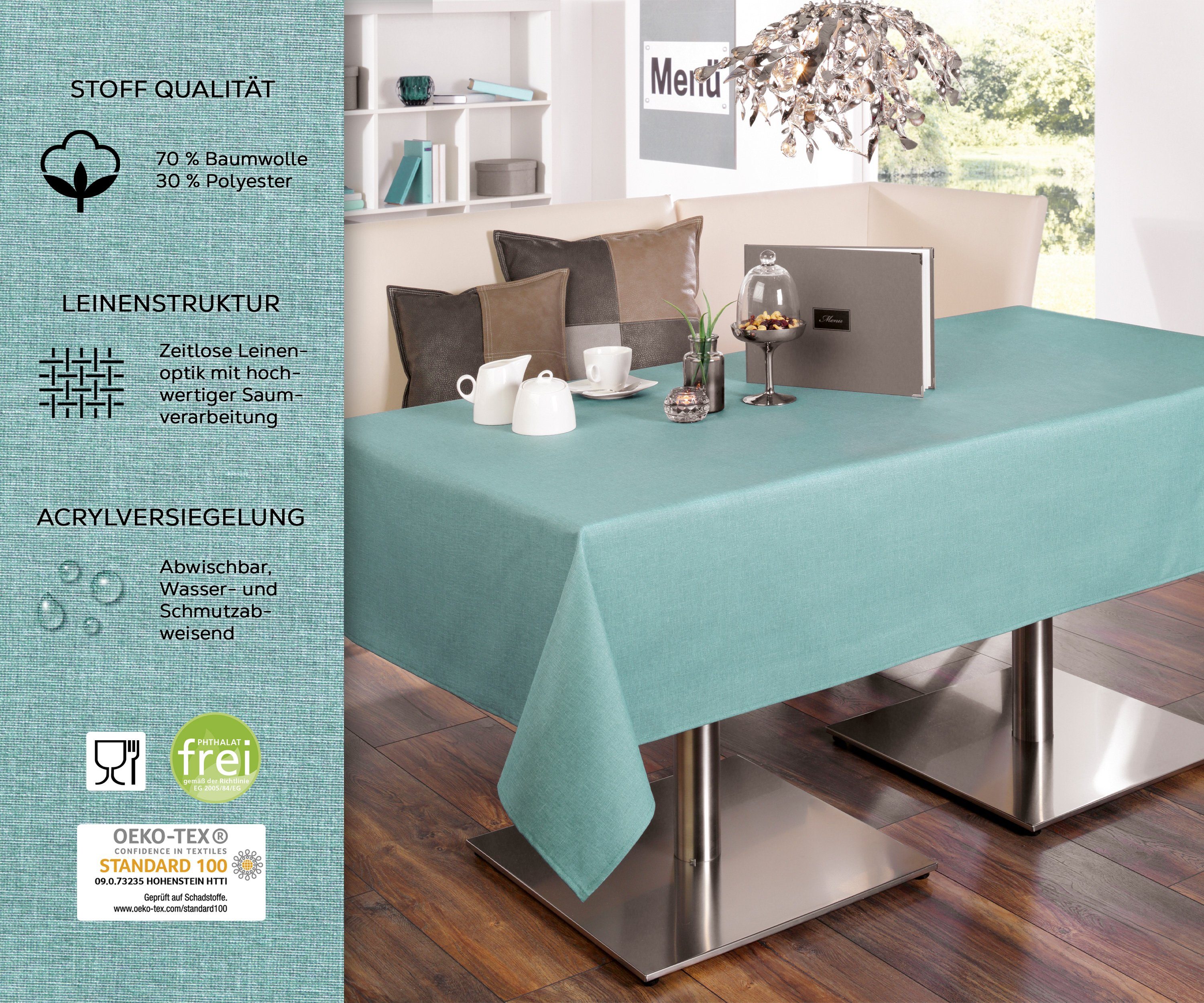 Beautex Tischdecke Tischdecke Tischläufer Leinen Struktur aus Baumwolle abwischbar (1-tlg)