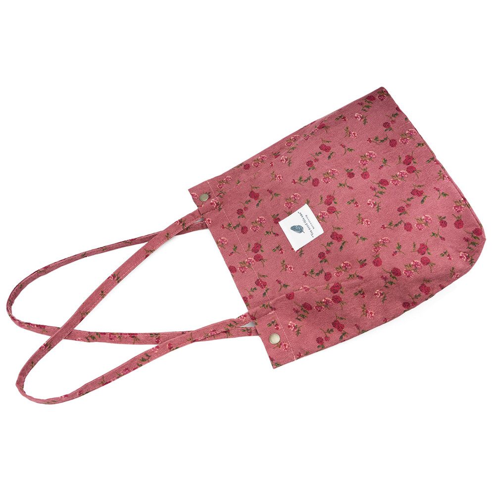 Zaewry Schultertasche Handtasche,Cord Tote, Canvas-Schultertaschen für Damen, Blümchentasche, Crossbody Mode Retro große Tasche, mit Innenfach für Arbeit,Reisen