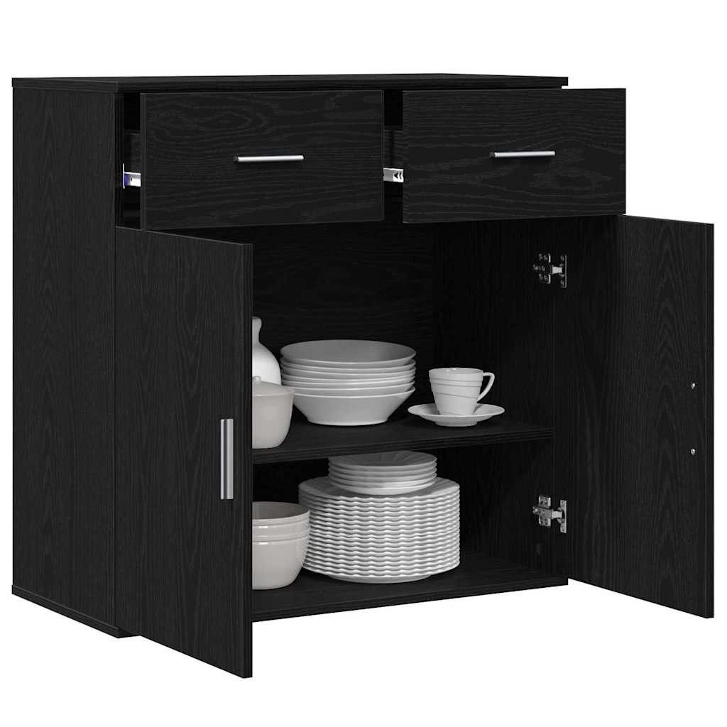 vidaXL Sideboard Sideboard Schwarz Eichen-Optik 78 x 38 x 80 cm Holzwerksto günstig online kaufen