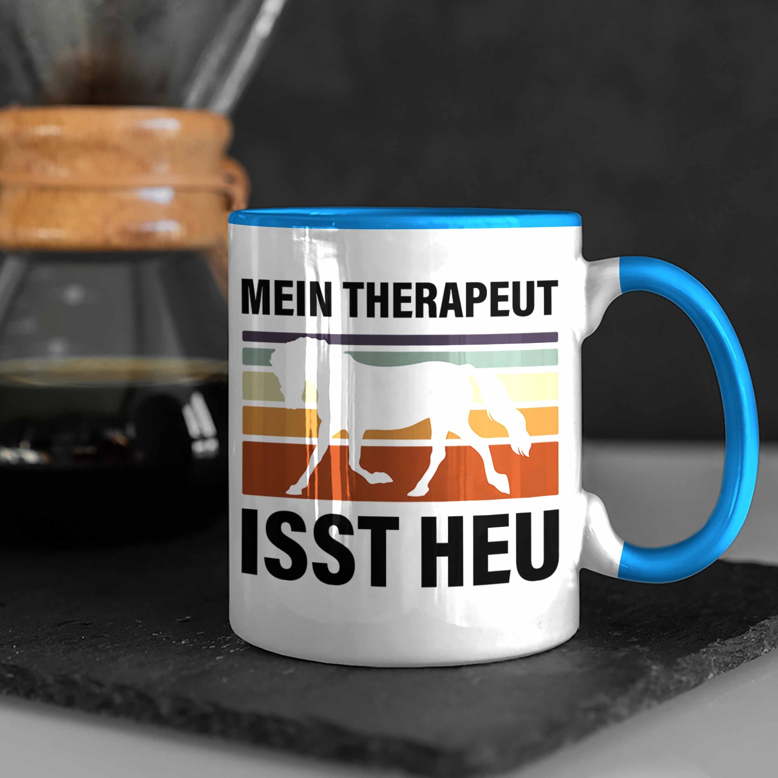 Geschenke Tasse Blau Pferde Therapeut Tasse Trendation Geschenk Mädchen Isst Heu Pferdeliebhaber Lustig Pferde Reiterin Trendation Mein -