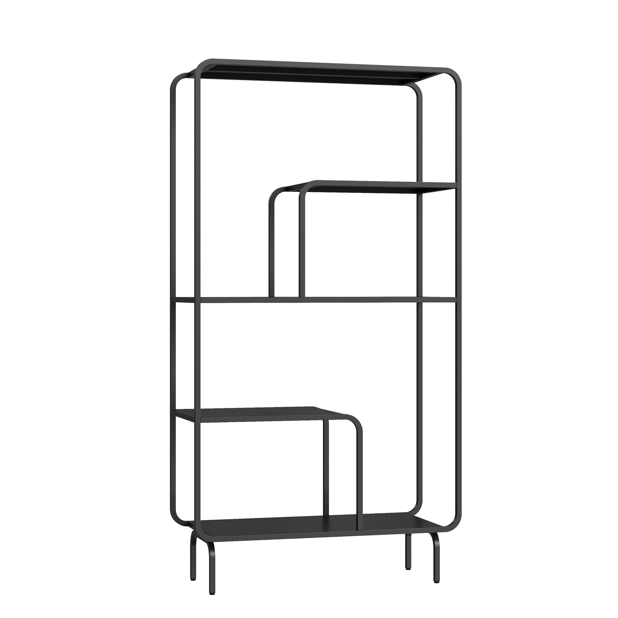 en.casa Bücherregal, »Færder« Stahl 145 x 76 x 33 cm Schwarz