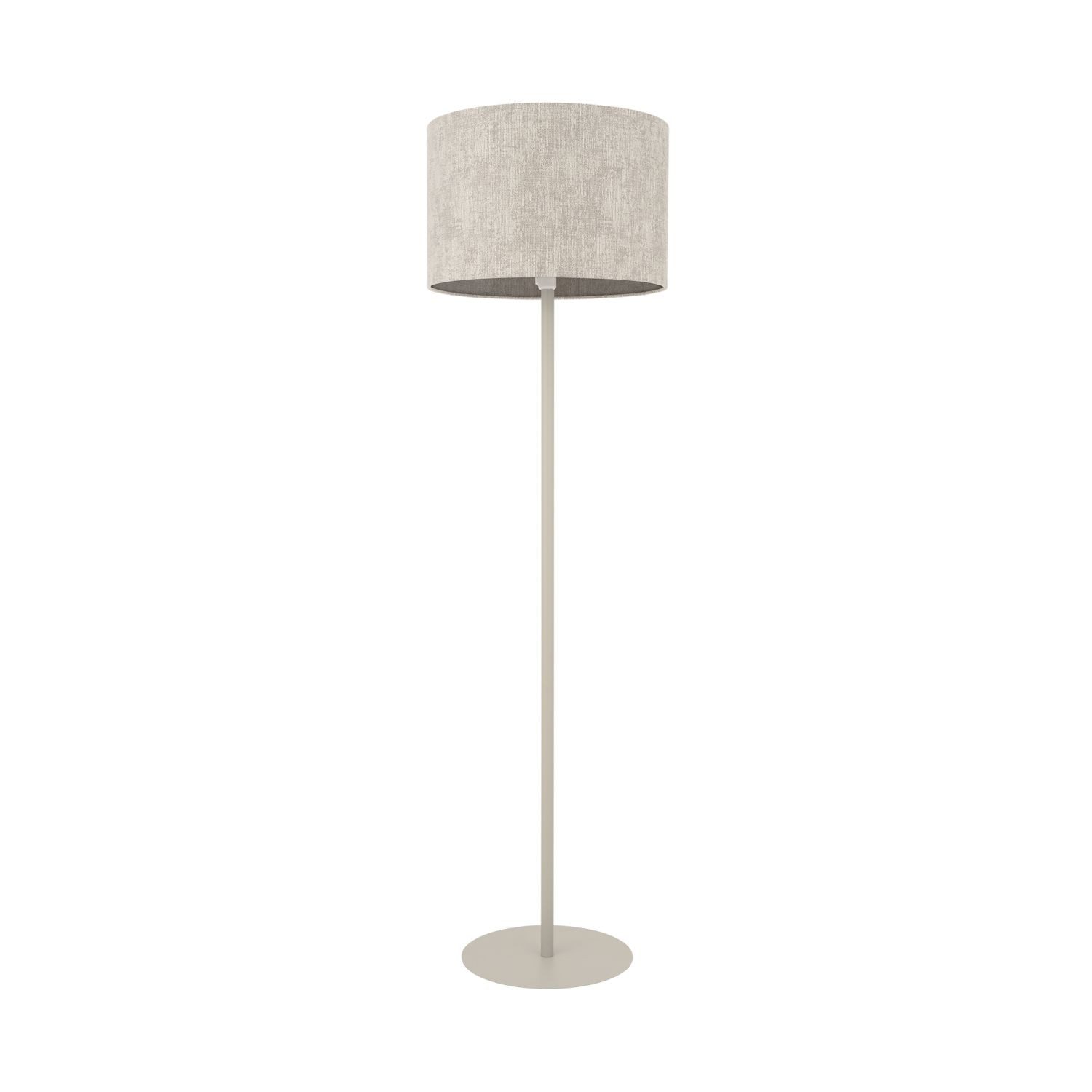 Licht-Erlebnisse Stehlampe ODISO, ohne Leuchtmittel, Stoff Metall E27 163 cm hoch Beige Seidengrau rund Modern Stehlampe