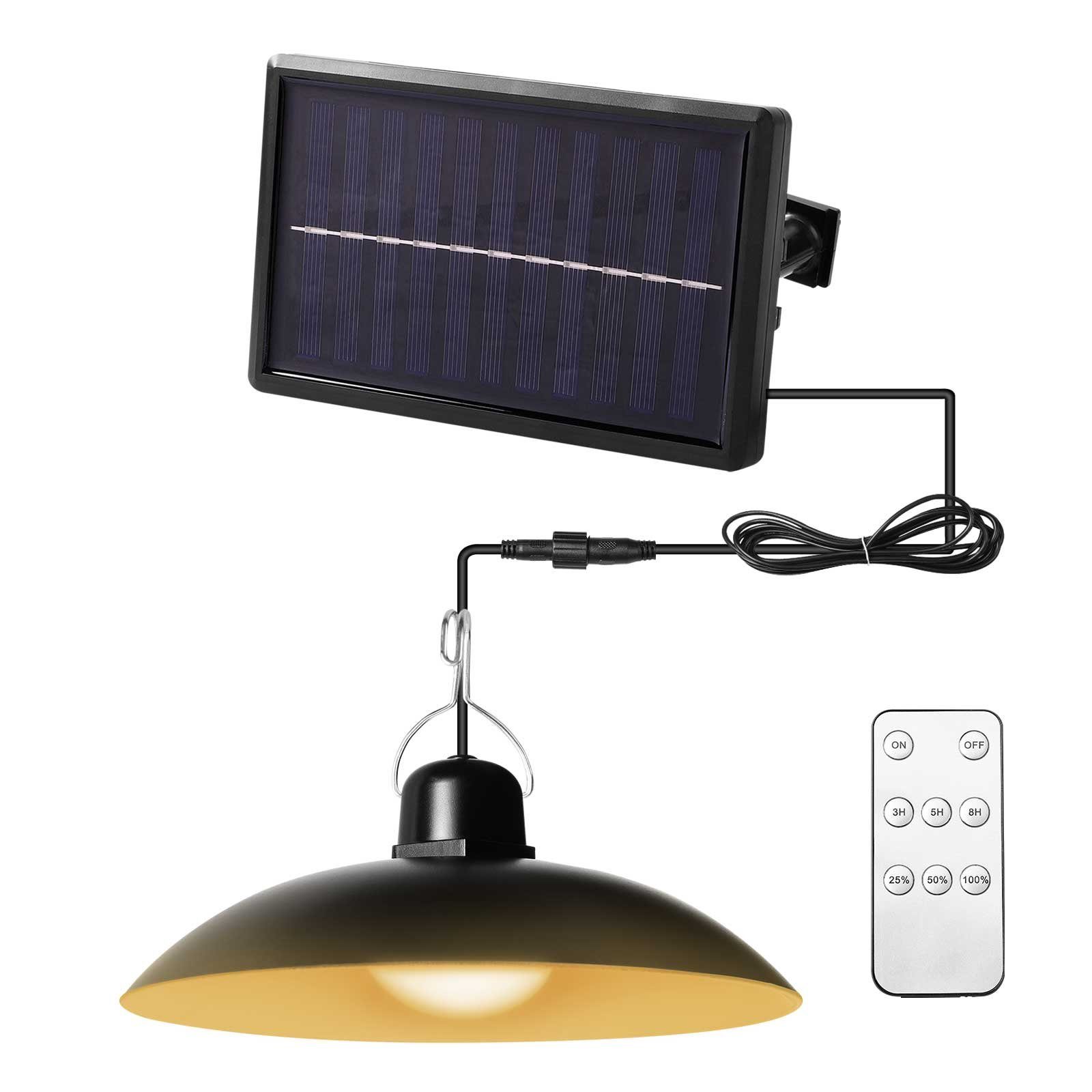Rosnek LED Außen-Deckenleuchte Solar, Vintage, wasserdicht, dimmbar, für Garten Hof Schuppen, SMD5050 LED-Perlen, Warmweiß, Weiß, Fernbedienung, Zeitschaltuhr, Garage Camp Deko