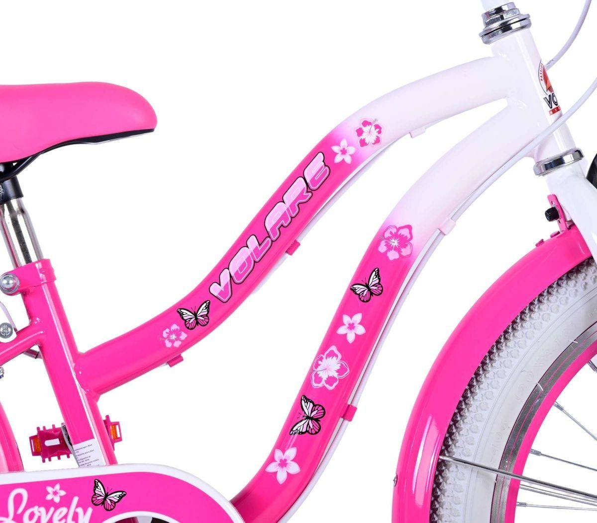 Volare Kinderfahrrad 20 ZOLL Kinder Mädchen Fahrrad Kinderfahrrad Rad LOVELY 7 Gänge 22122, 7 Gang Shimano, Kettenschaltung, 7 Gänge, Korb, Seitenständer, Gepäckträger