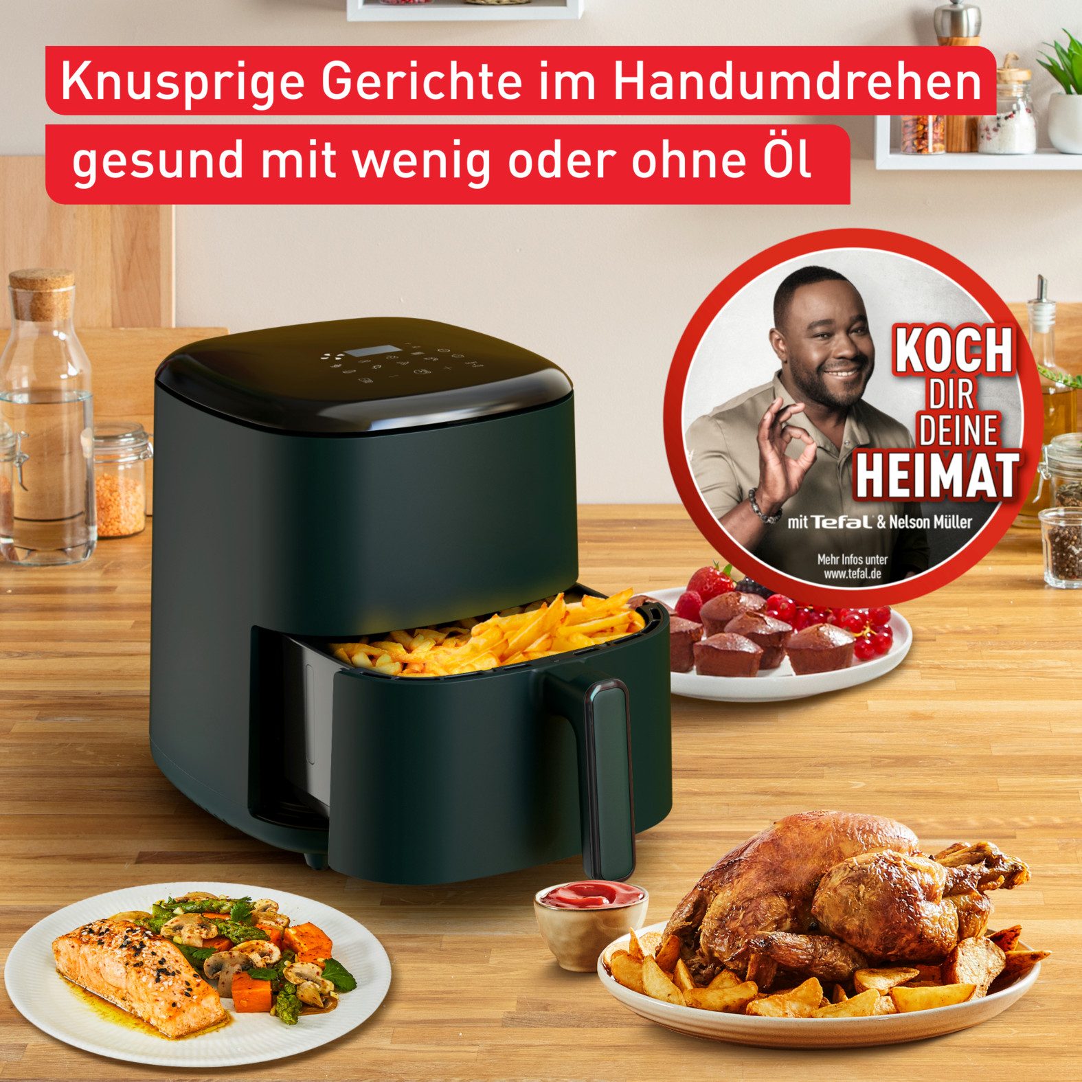 Tefal Heißluftfritteuse Easy Fry Max Digital, schnell & gesund mit wenig Öl, bis zu 6 Personen, 1500 W, spart Zeit & Energie, intuitiver Touchscreen, 10 Programme, EY2453